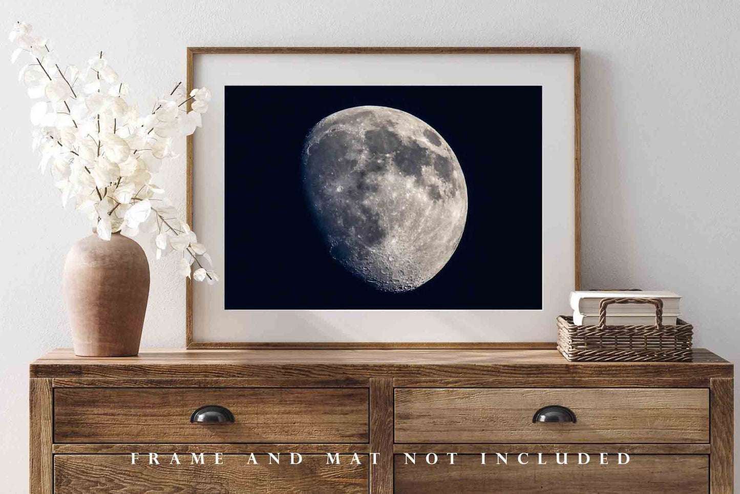 Lunar Photography Print (Not Framed) Picture of Waxing Gibbous Moon with Visible Craters in Oklahoma Night Sky Wall Art Celestial Decor