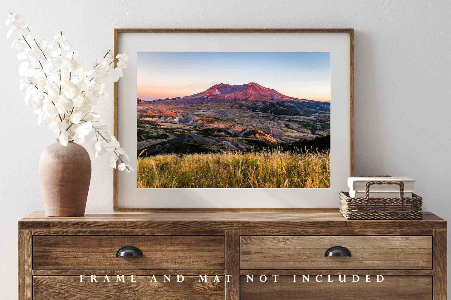 Pacific Northwest Photography Print - Picture of Mount St. Helens at Sunset in Washington State Volcano Photo Wall Art Decor Artwork