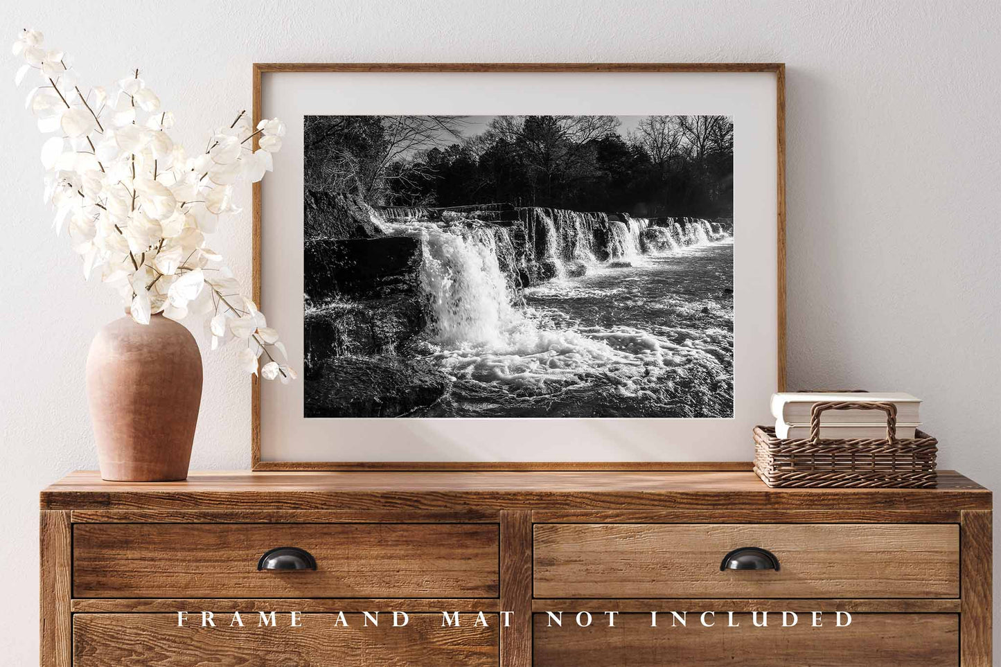 Natural Dam Photography Print | Waterfall Picture | Black and White Wall Art | Arkansas Photo | Ozark Mountains Decor | Not Framed