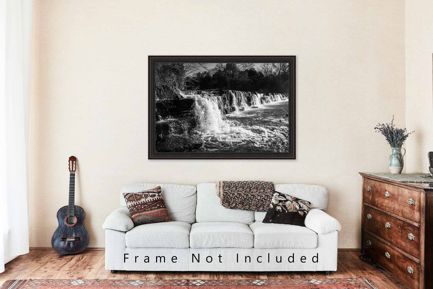 Natural Dam Photography Print | Waterfall Picture | Black and White Wall Art | Arkansas Photo | Ozark Mountains Decor | Not Framed