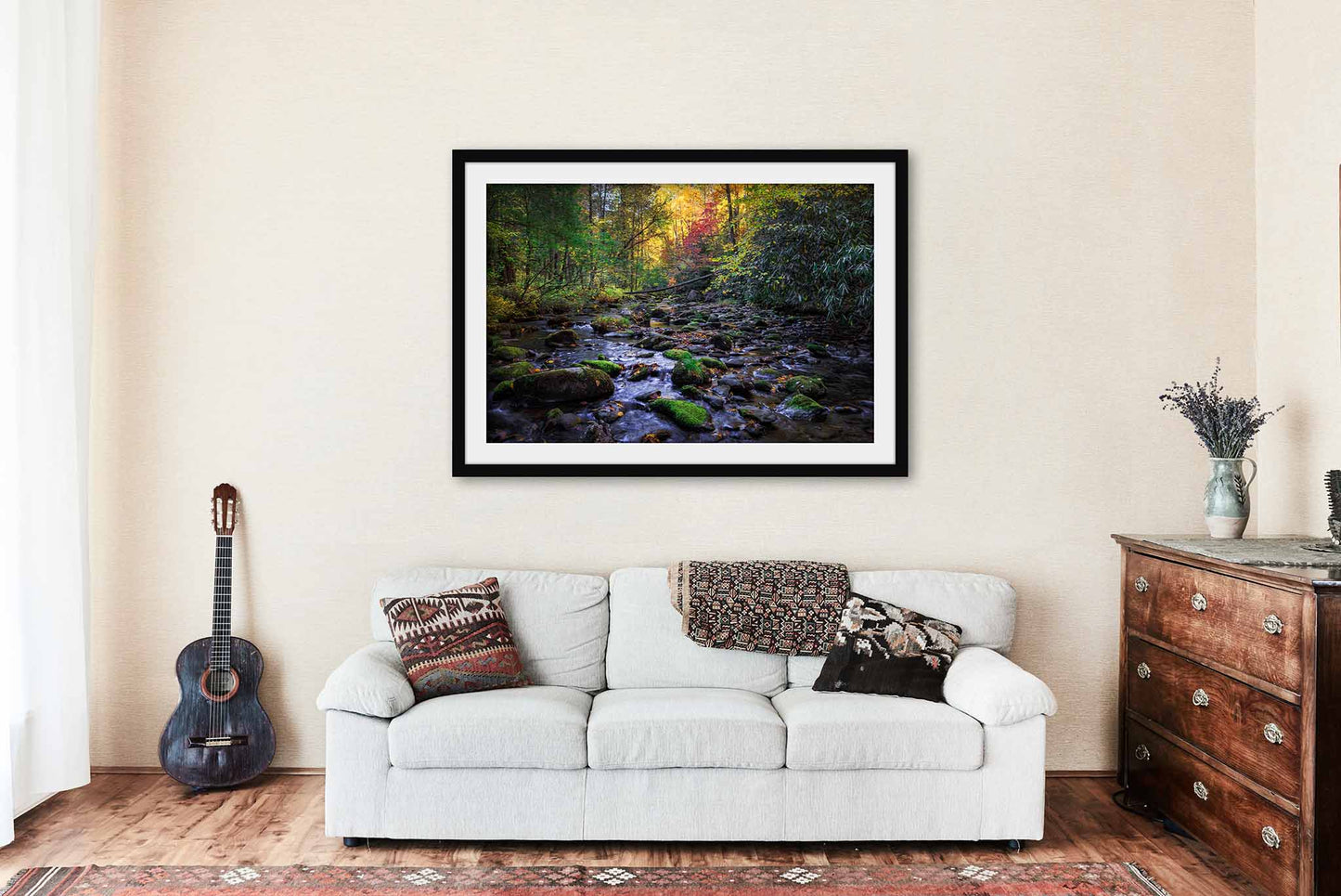 Forest Framed and Matted Print | Creek on Autumn Day Photo | Great Smoky Mountains Decor | Tennessee Landscape Photography | Nature Wall Art | Ready to Hang