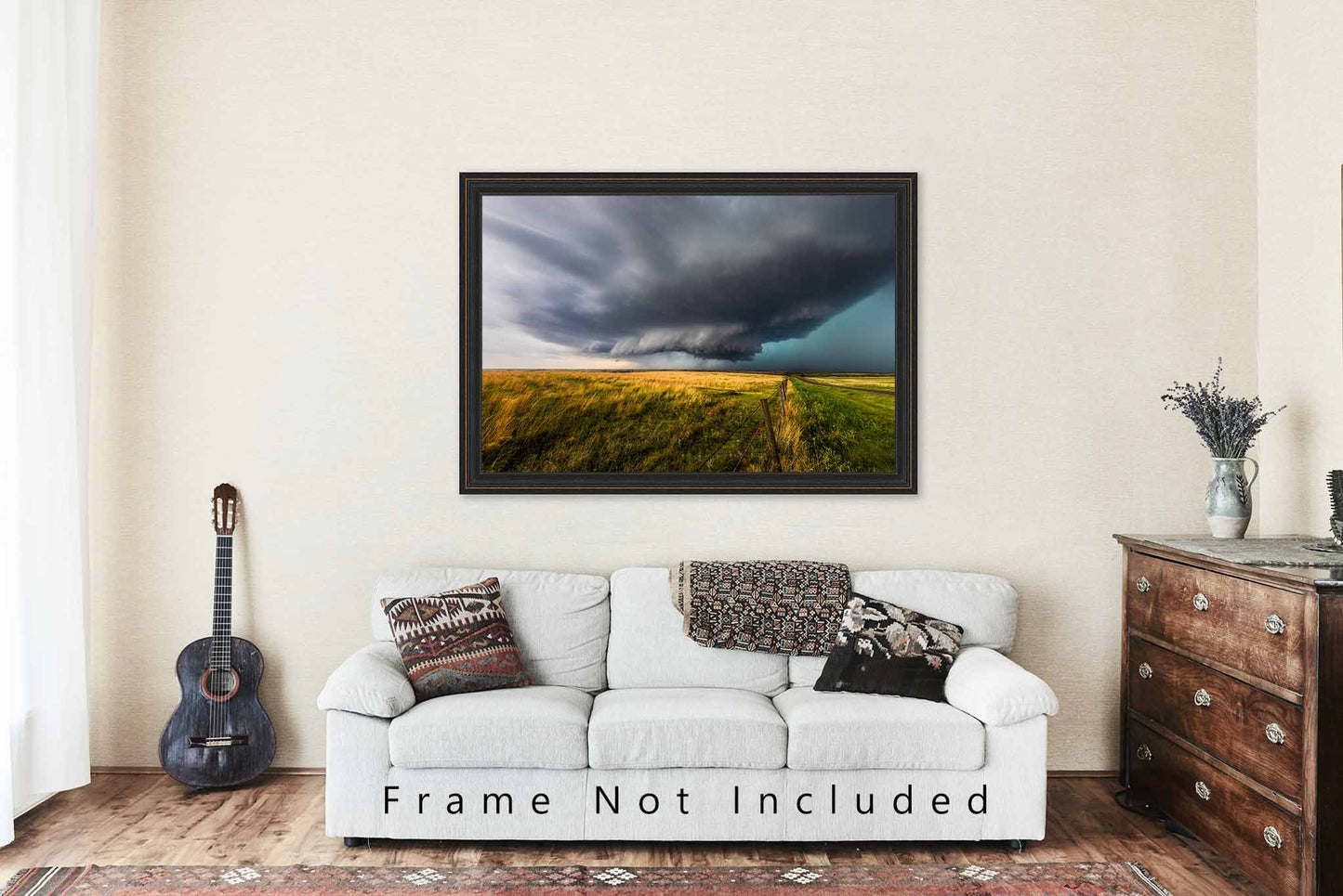 Storm Photography Print (Not Framed) Picture of Supercell Thunderstorm Over Open Prairie on Spring Day in Oklahoma Great Plains Wall Art Nature Decor