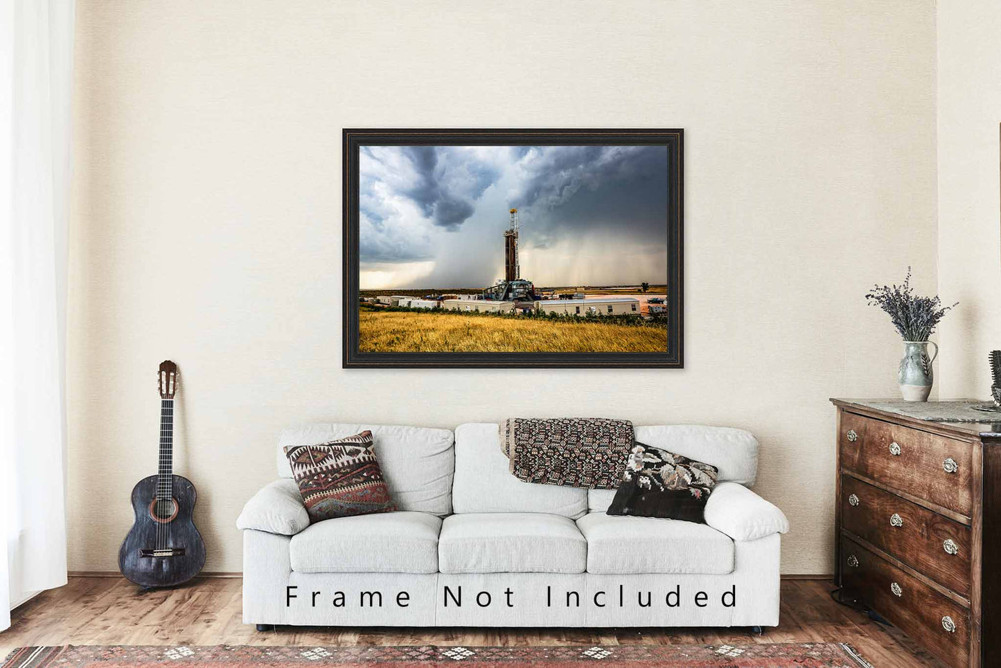 Oilfield Photography Print (Not Framed) Picture of Drilling Rig and Storm On Summer Day in Oklahoma Thunderstorm Wall Art Oil and Gas Decor