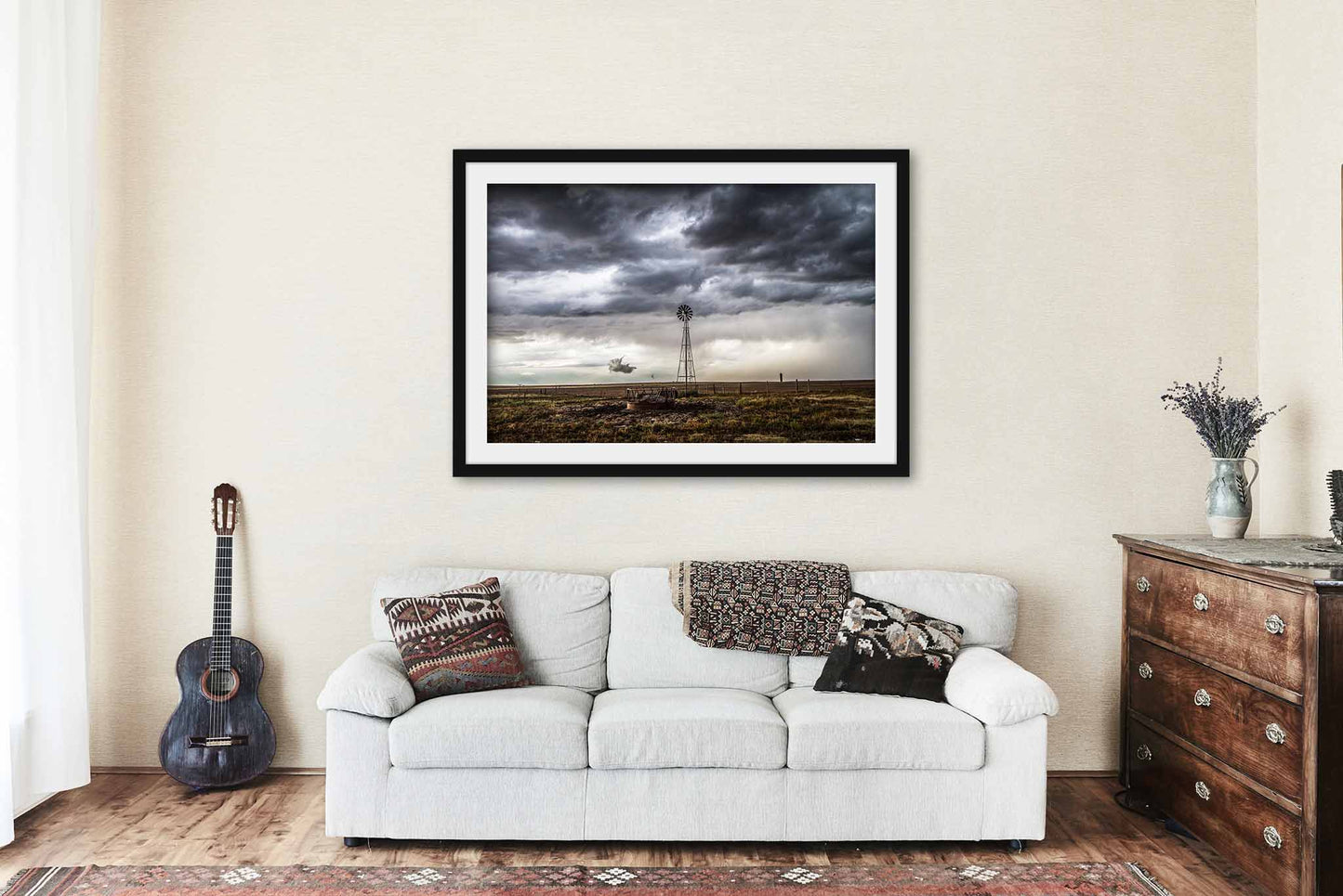 Old Windmill Framed and Matted Print | Prairie Photo | Oklahoma Panhandle Decor | Great Plains Photography | Farmhouse Wall Art | Ready to Hang