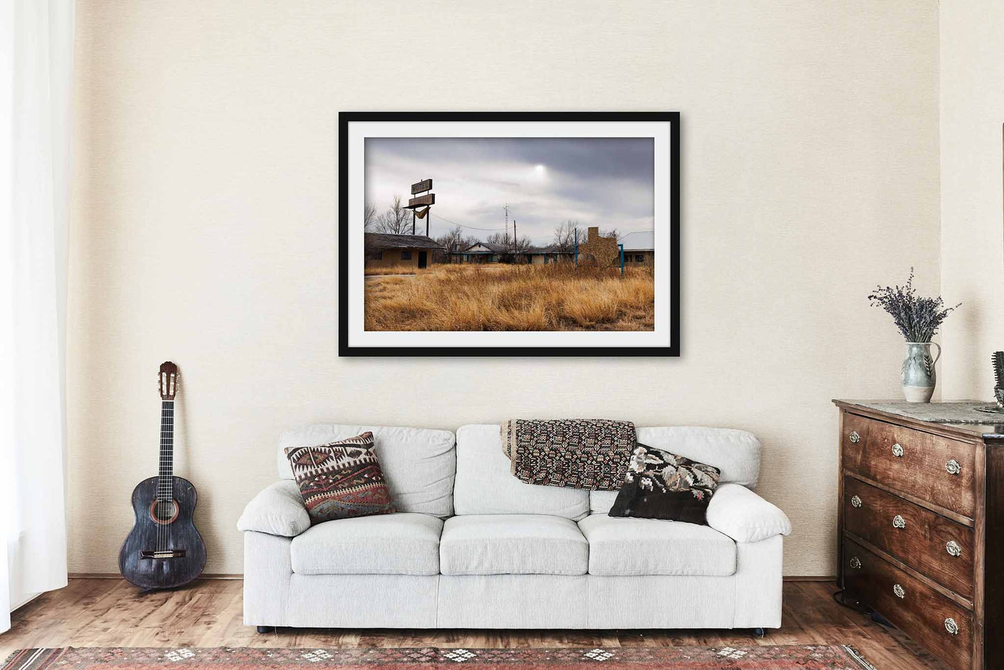 Abandoned Roadside Motel in Texas Panhandle Framed Print | Route 66 Wall Art Vintage Americana Decor