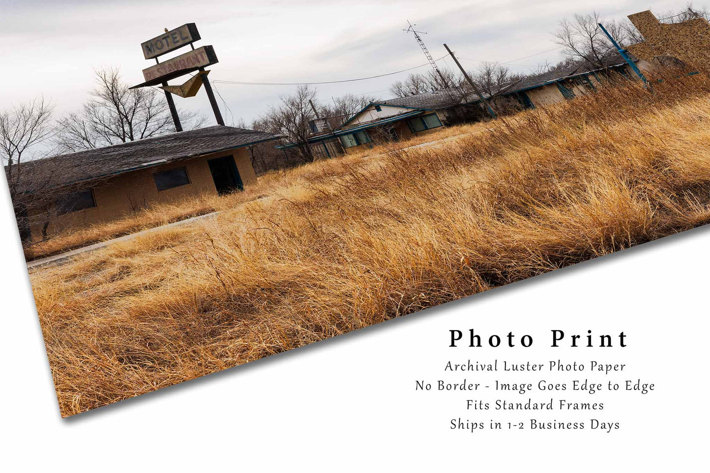 Abandoned Roadside Motel in Texas Panhandle Photo Print (Unframed) | Route 66 Wall Art Vintage Americana Decor