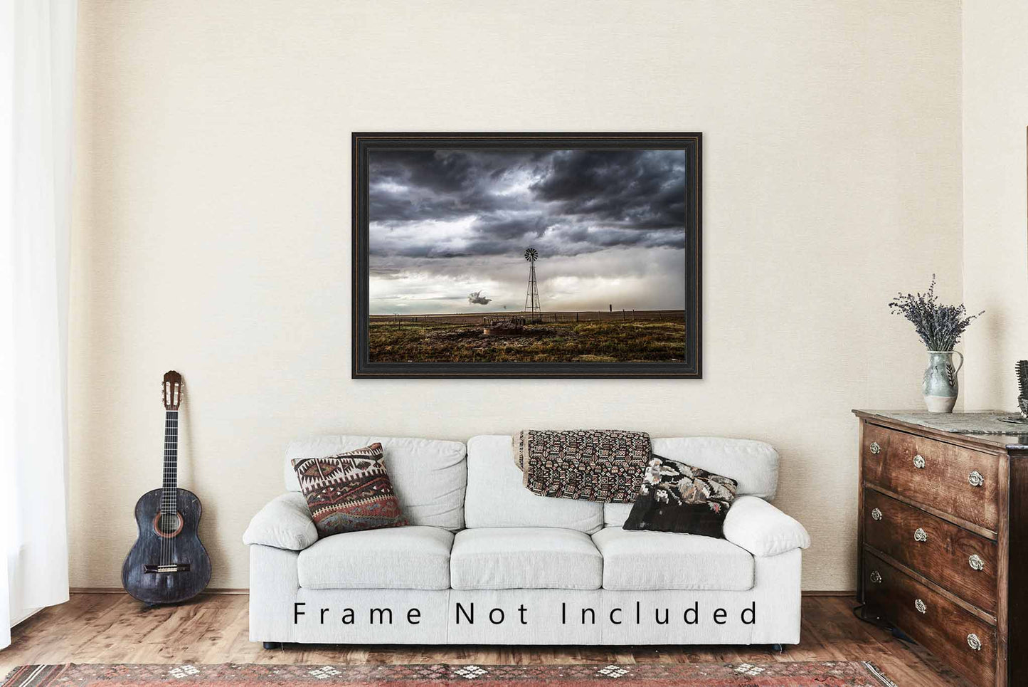 Country Photo Print | Old Windmill Picture | Oklahoma Wall Art | Moody Photography | Farmhouse Decor