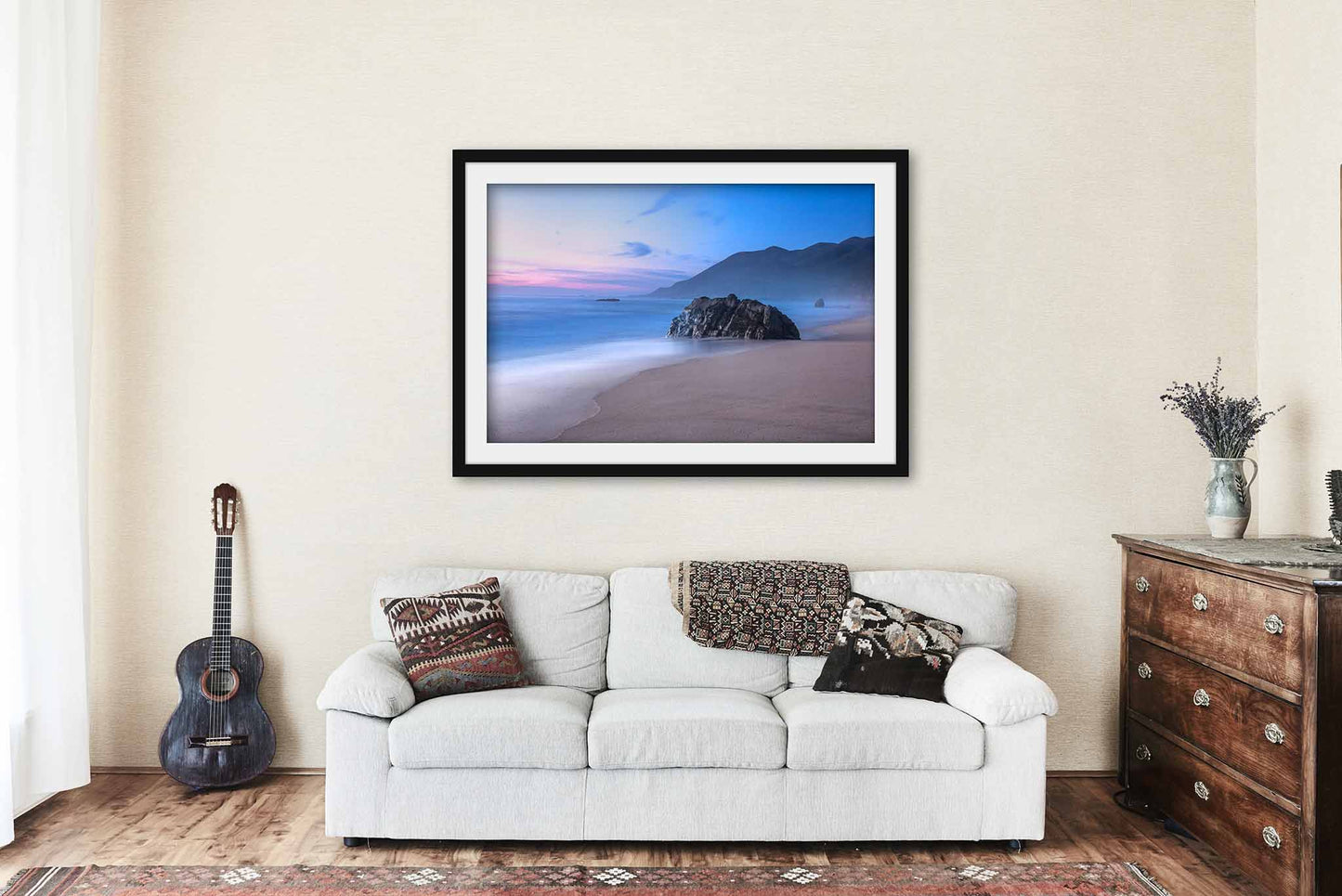 Big Sur Framed and Matted Print | Serene Beach Sunset Photo | West Coast Decor | California Photography | Coastal Wall Art | Ready to Hang