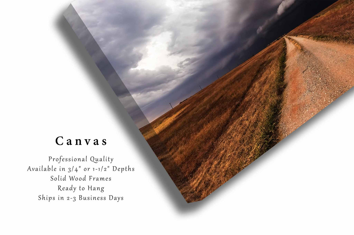 October Days | Dirt Road Leading to Storm Canvas Wall Art | Oklahoma Country Weather Photography