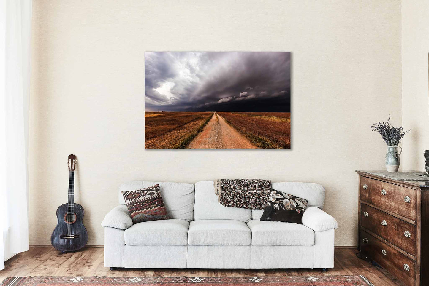 October Days | Dirt Road Leading to Storm Canvas Wall Art | Oklahoma Country Weather Photography