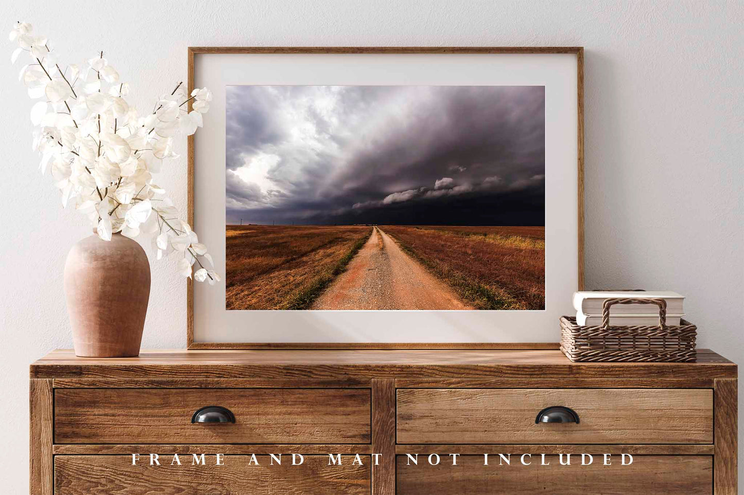 Dirt Road Leading to Thunderstorm in Oklahoma Photo Print (Unframed) | Storm Wall Art Weather Decor