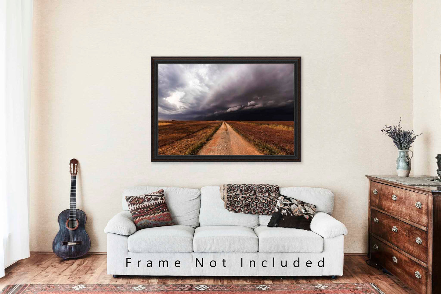Dirt Road Leading to Thunderstorm in Oklahoma Photo Print (Unframed) | Storm Wall Art Weather Decor