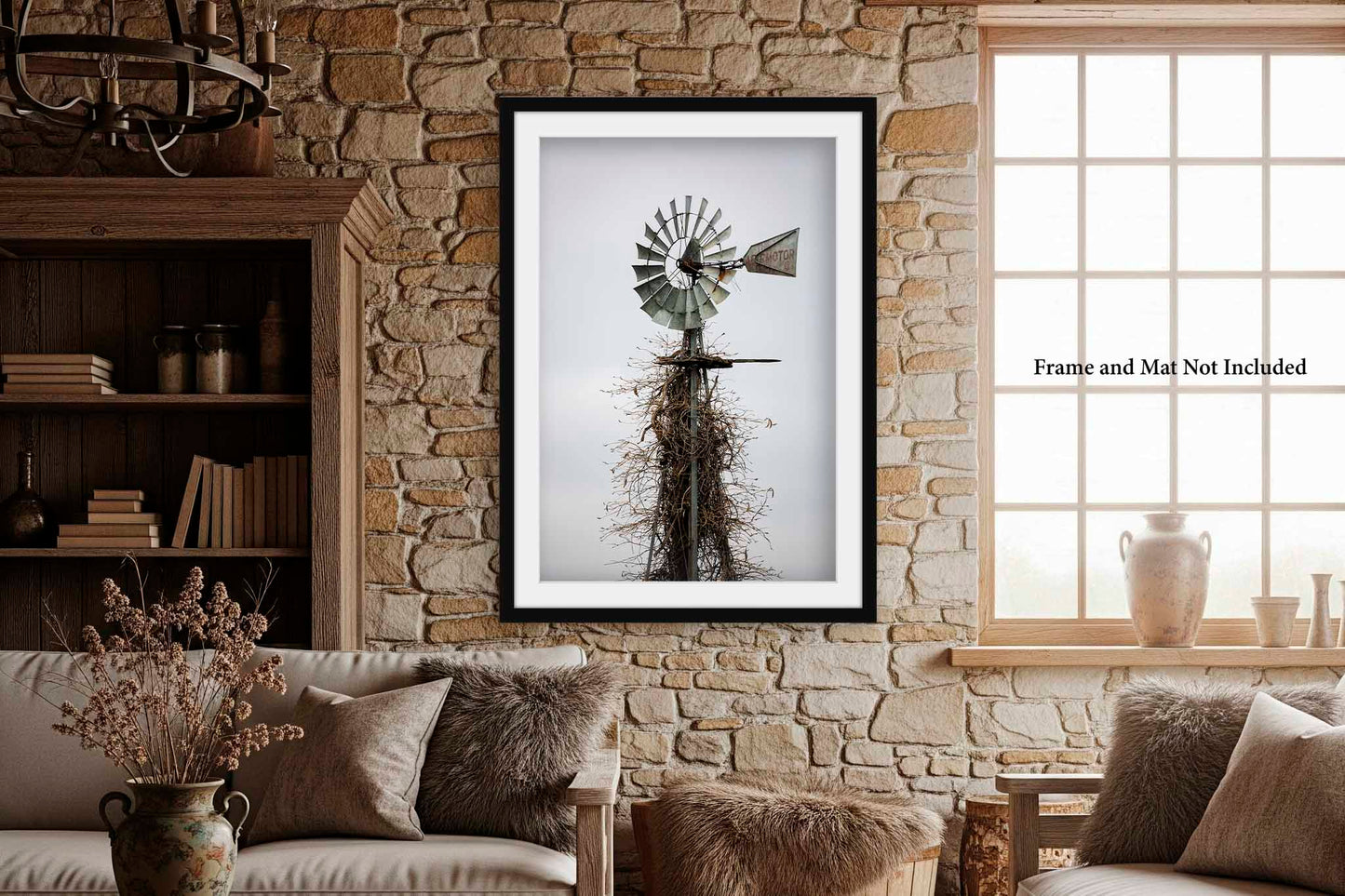 Windmill Photography Print | Vertical Country Picture | Oklahoma Wall Art | Farm Photo | Farmhouse Decor | Not Framed