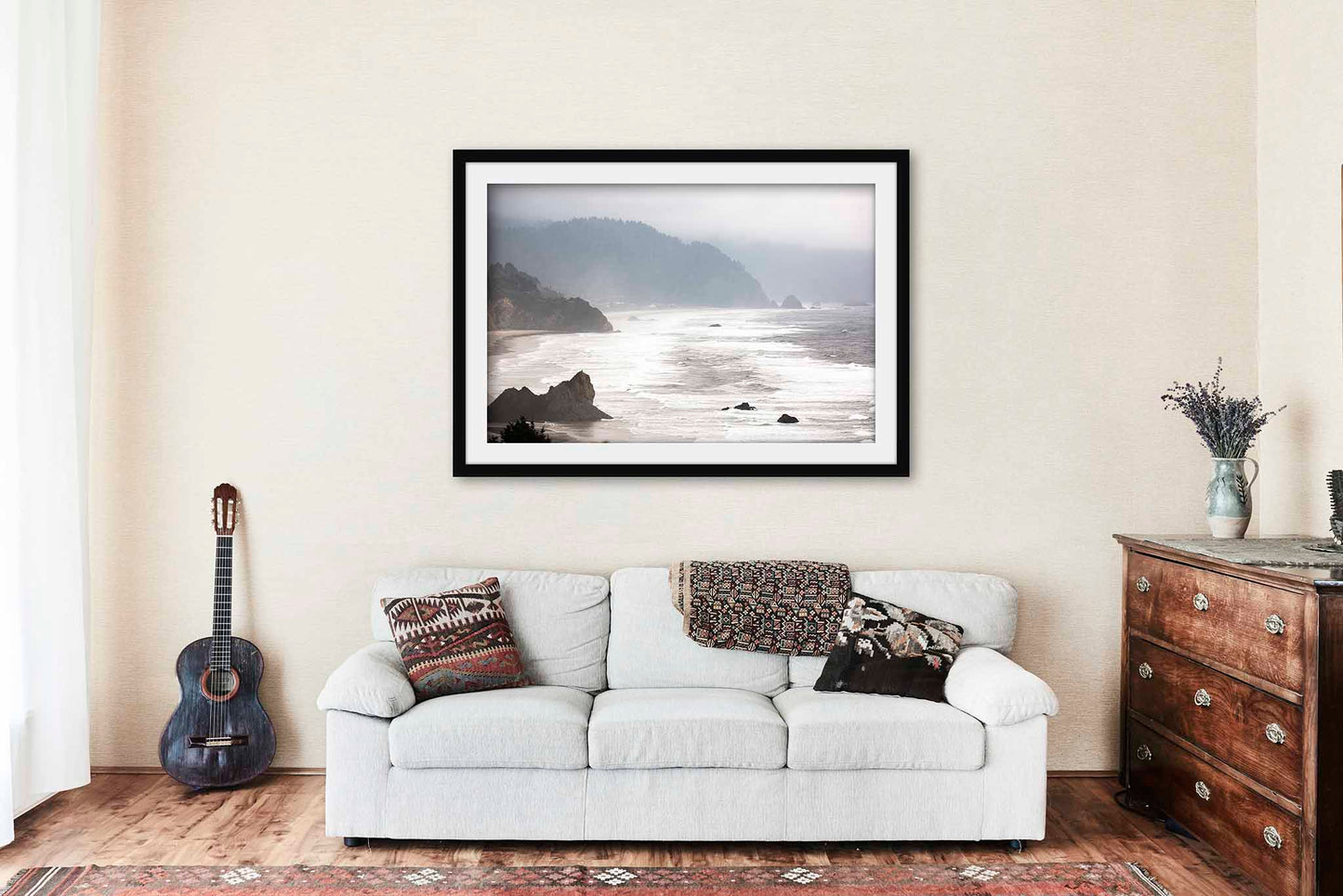 Foggy Beach Framed and Matted Print | Pacific Northwest Photo | Seascape Decor | Oregon Coast Photography | Coastal Wall Art | Ready to Hang