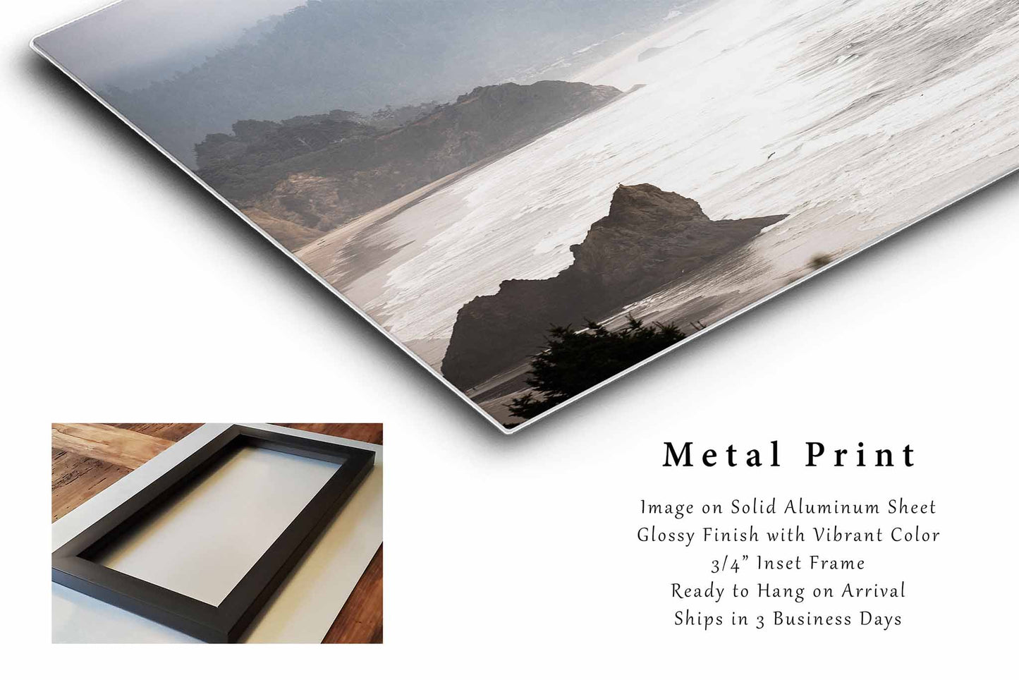 Foggy Beach Metal Print | Pacific Northwest Photography | Seascape Wall Art | Oregon Coast Photo | Coastal Decor | Ready to Hang