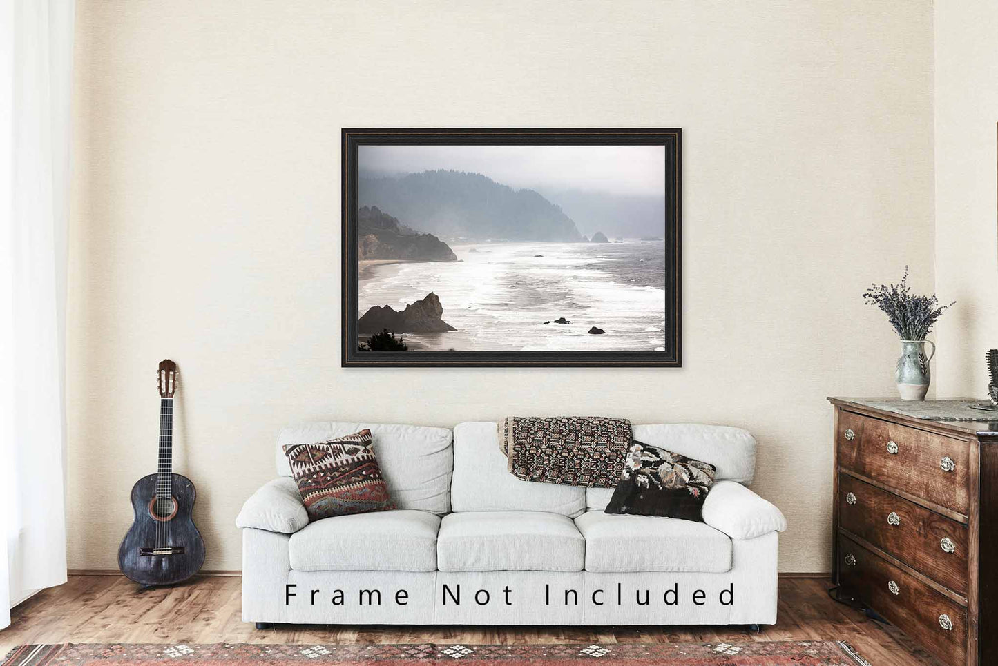 Pacific Northwest Photography Print - Picture of Waves Crashing on Beach in Fog Along Oregon Coast - Coastal Wall Art Photo Artwork Decor