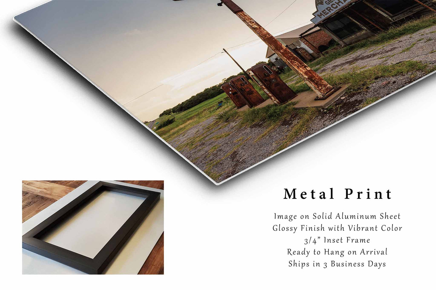 Gas Station Metal Print | Abandoned Photography | Rural Americana Wall Art | Oklahoma Photo | Garage Decor | Ready to Hang