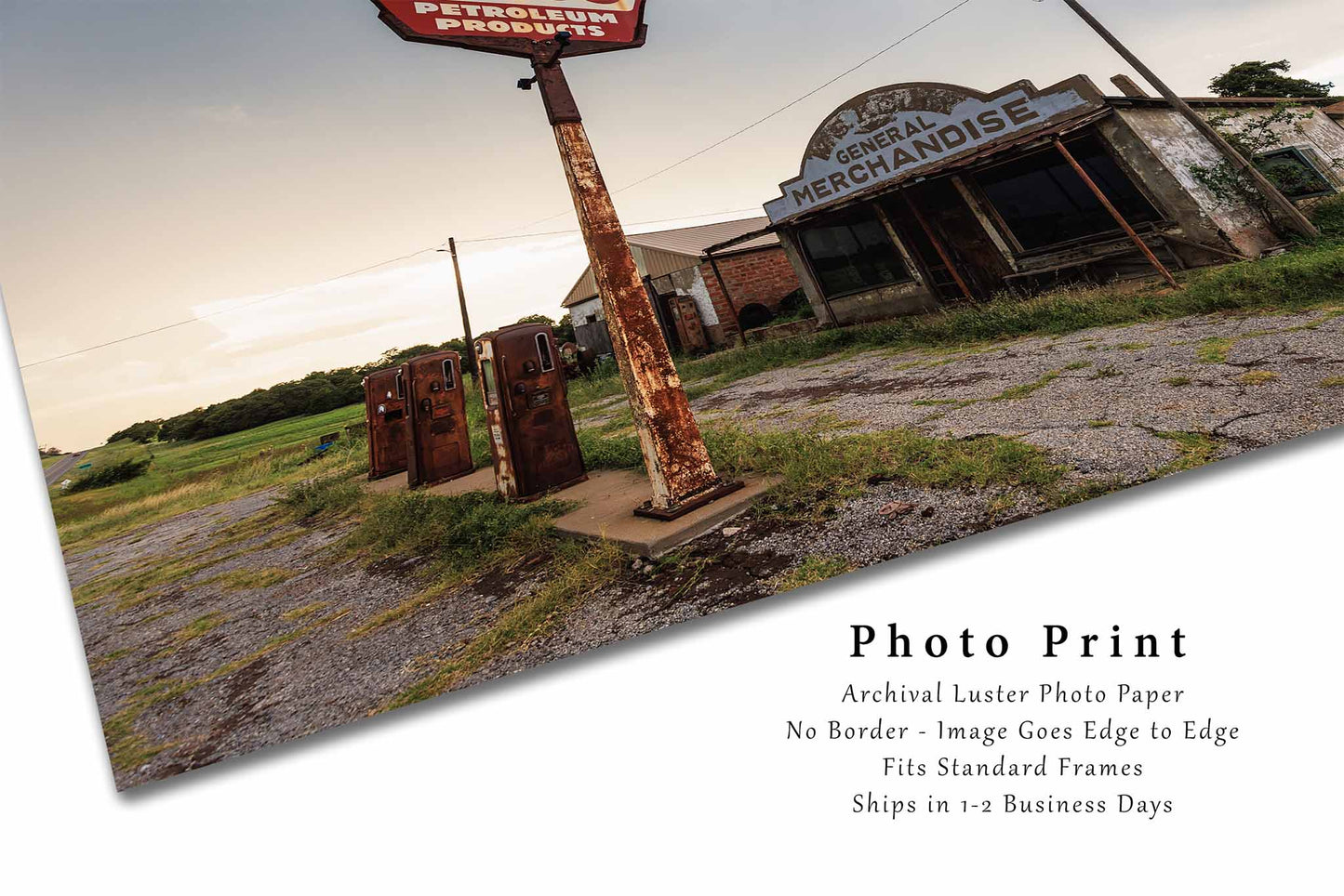 Gas Station Photography Print | Abandoned Picture | Rural Americana Wall Art | Oklahoma Photo | Garage Decor | Not Framed