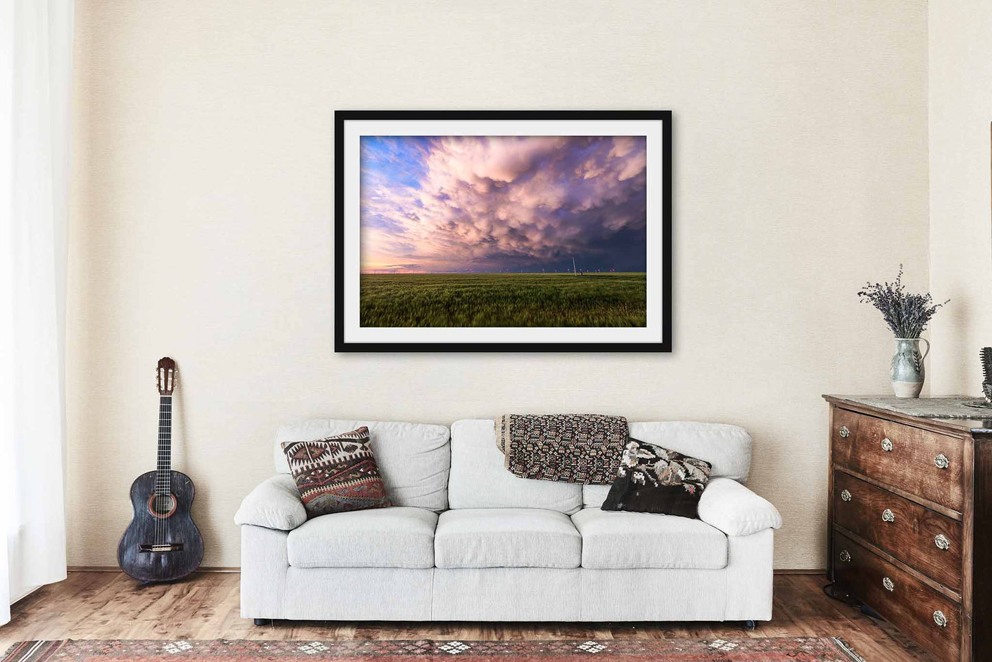 Stormy Sky Framed and Matted Print | Storm Clouds Photo | Thunderstorm Over Wheat Field Decor | Texas Photography | Weather Wall Art | Ready to Hang