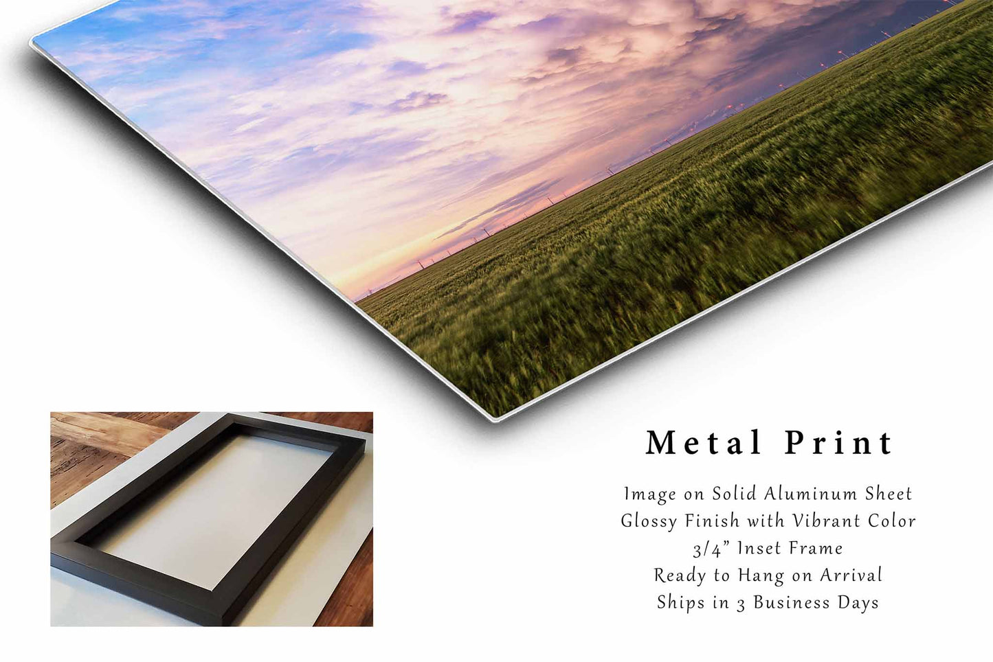 Stormy Sky Metal Print | Storm Clouds Photography | Thunderstorm Over Wheat Field Wall Art | Texas Photo | Weather Decor | Ready to Hang