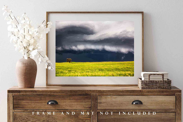 Storm Photo Print | Thunderstorm and Lone Tree Picture | Nebraska Wall Art | Landscape Photography | Nature Decor