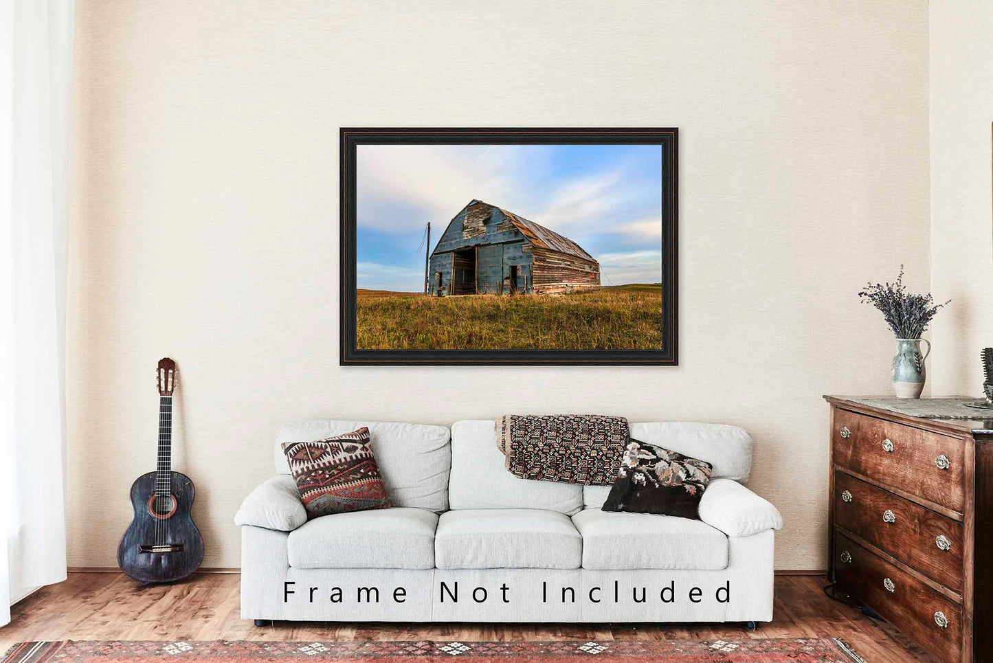 Old Tin Covered Barn in Nebraska Sandhills Photo Print (Unframed) | Midwest Country Wall Art Farmhouse Decor