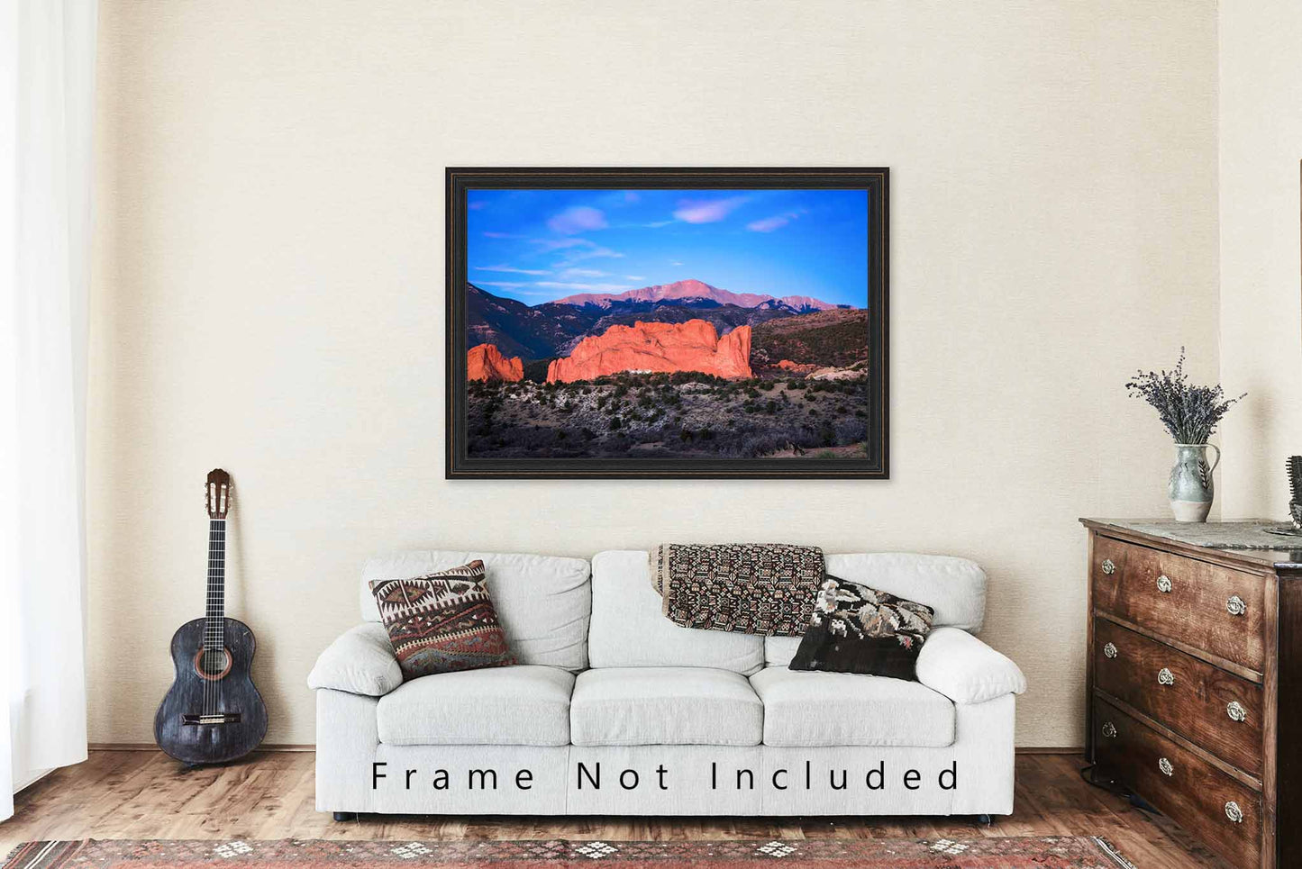 Western Photography Print - Picture of Pikes Peak Over Garden of the Gods in Colorado Springs - Rocky Mountain Decor Wall Art Photo Artwork