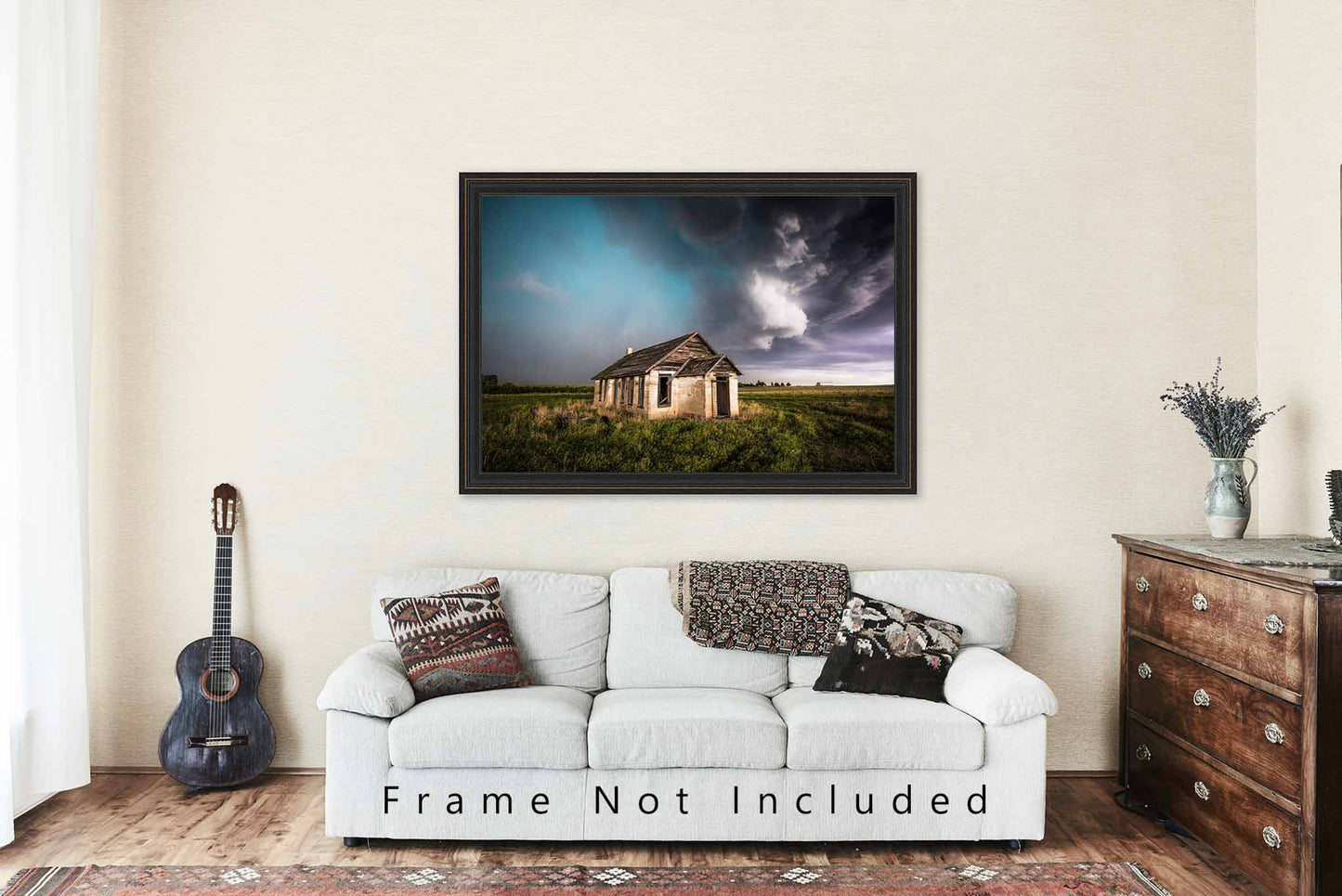Thunderstorm Photo Print | Abandoned Schoolhouse and Storm Picture | Colorado Wall Art | Great Plains Photography | Farmhouse Decor