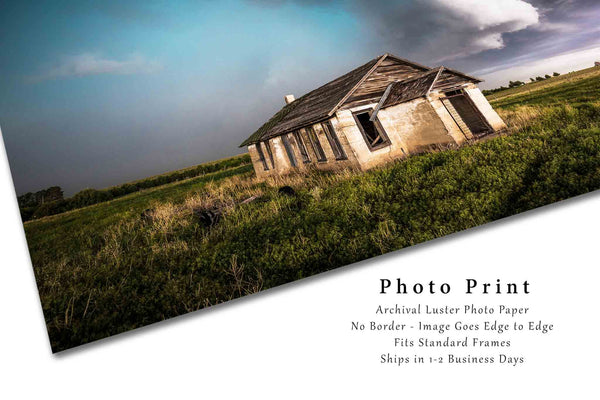 Thunderstorm Photo Print | Abandoned Schoolhouse and Storm Picture | Colorado Wall Art | Great Plains Photography | Farmhouse Decor