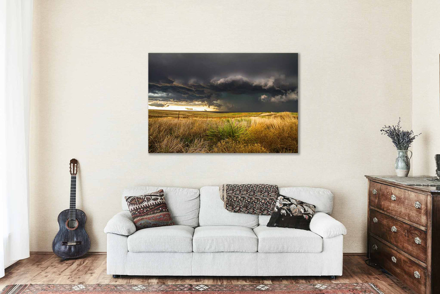 Storm Metal Print (Ready to Hang) Photo of Thunderstorm Over Open Prairie in Texas Panhandle Great Plains Wall Art Western Decor