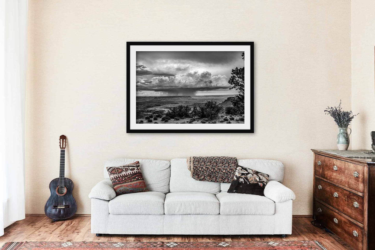 Canyonlands National Park Framed and Matted Print | Black and White Photo | Desert Monsoon Decor | Utah Landscape Photography | Western Wall Art | Ready to Hang