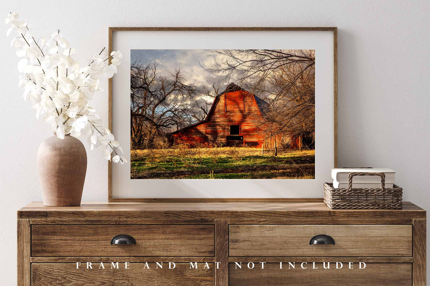 Red Barn Photography Print | Country Picture | Oklahoma Wall Art | Farm Photo | Farmhouse Decor | Not Framed