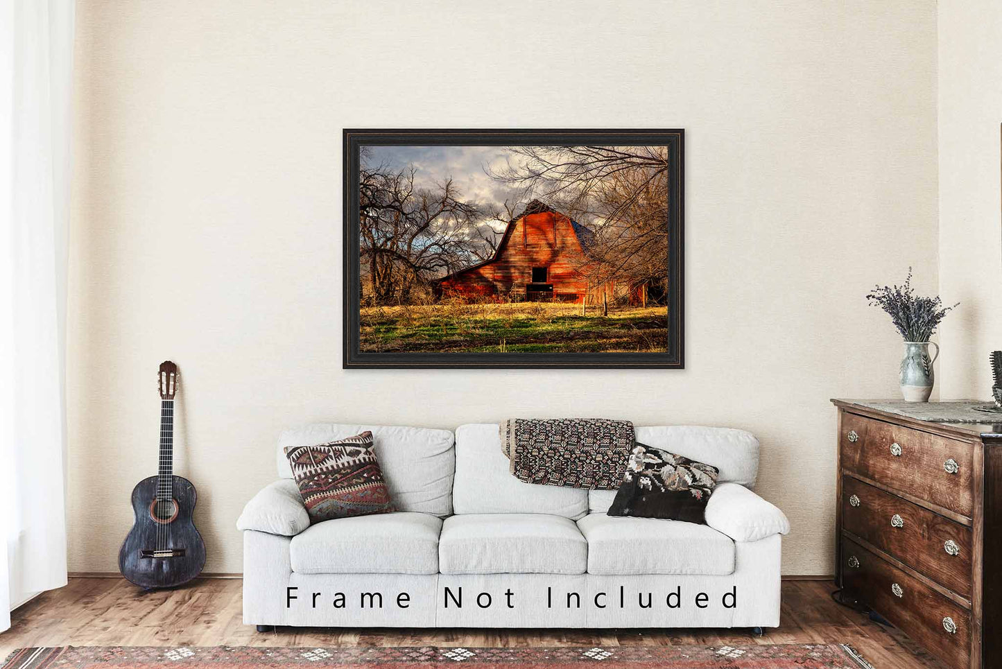 Red Barn Photography Print | Country Picture | Oklahoma Wall Art | Farm Photo | Farmhouse Decor | Not Framed