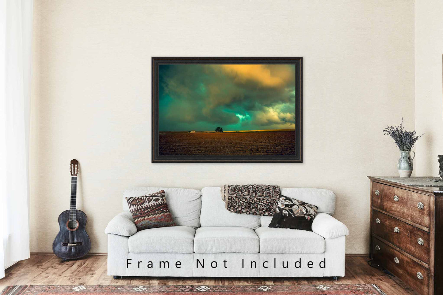 Oklahoma Landscape Photography Art Print - Vintage Style Picture of Dark Storm Clouds Over Dusty Field Fine Art Decor Sky Photo Nature Print