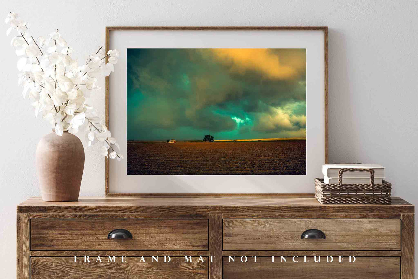Oklahoma Landscape Photography Art Print - Vintage Style Picture of Dark Storm Clouds Over Dusty Field Fine Art Decor Sky Photo Nature Print