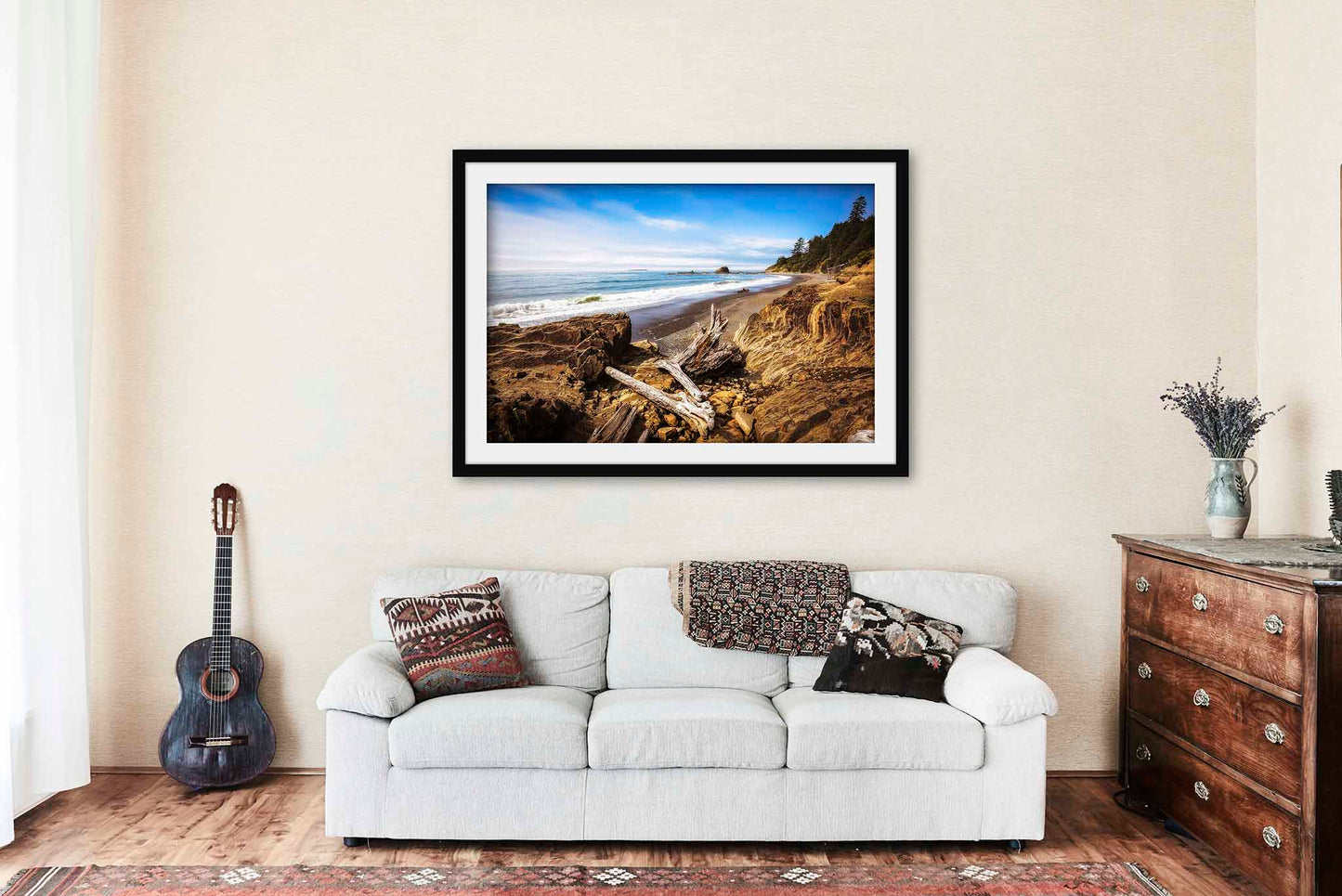 Driftwood Framed and Matted Print | Pacific Northwest Photo | Coastal Beach Decor | Washington Seascape Photography | Nature Wall Art | Ready to Hang