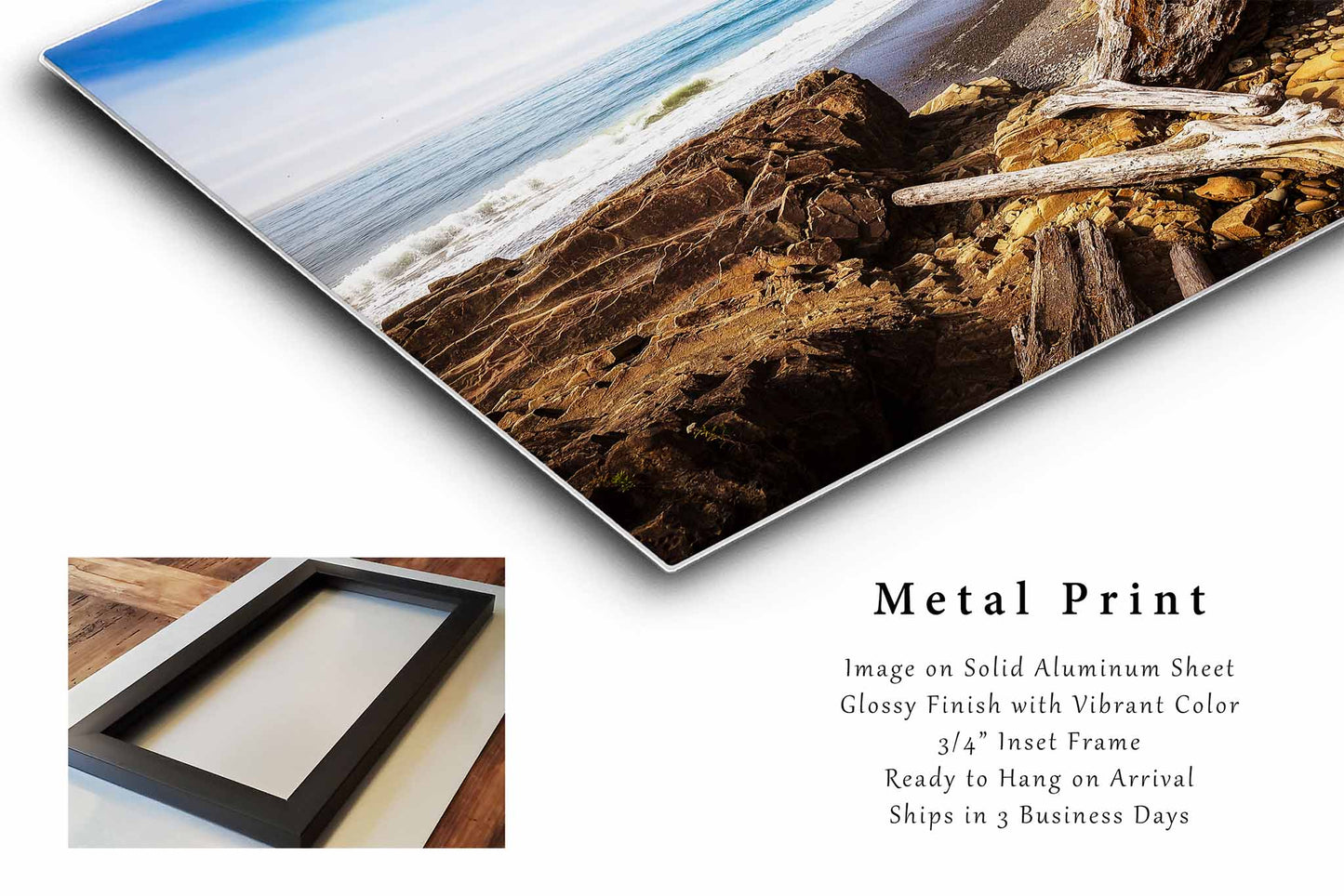 Driftwood Metal Print | Pacific Northwest Photography | Coastal Beach Wall Art | Washington Seascape Photo | Nature Decor | Ready to Hang