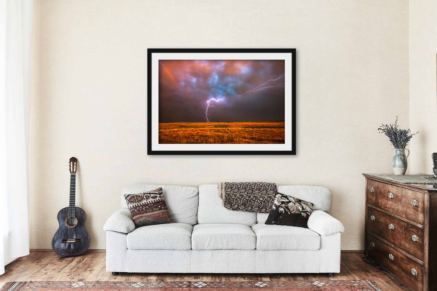 Lightning Framed and Matted Print | Storm Photo | Thunderstorm Decor | Oklahoma Landscape Photography | Weather Wall Art | Ready to Hang