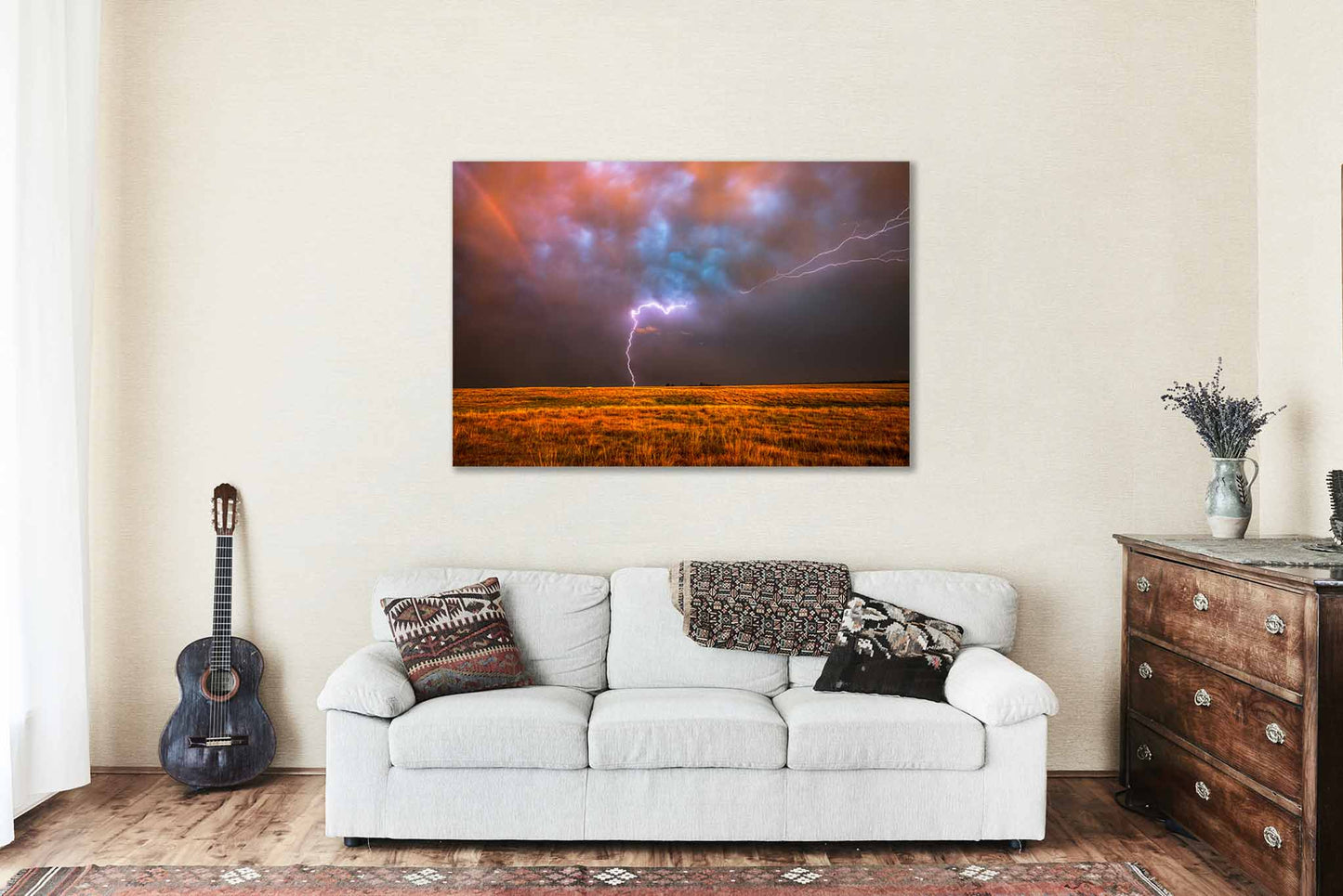 Storm Metal Print | Lightning at Sunset Photo | Weather Photography | Oklahoma Picture | Nature Decor