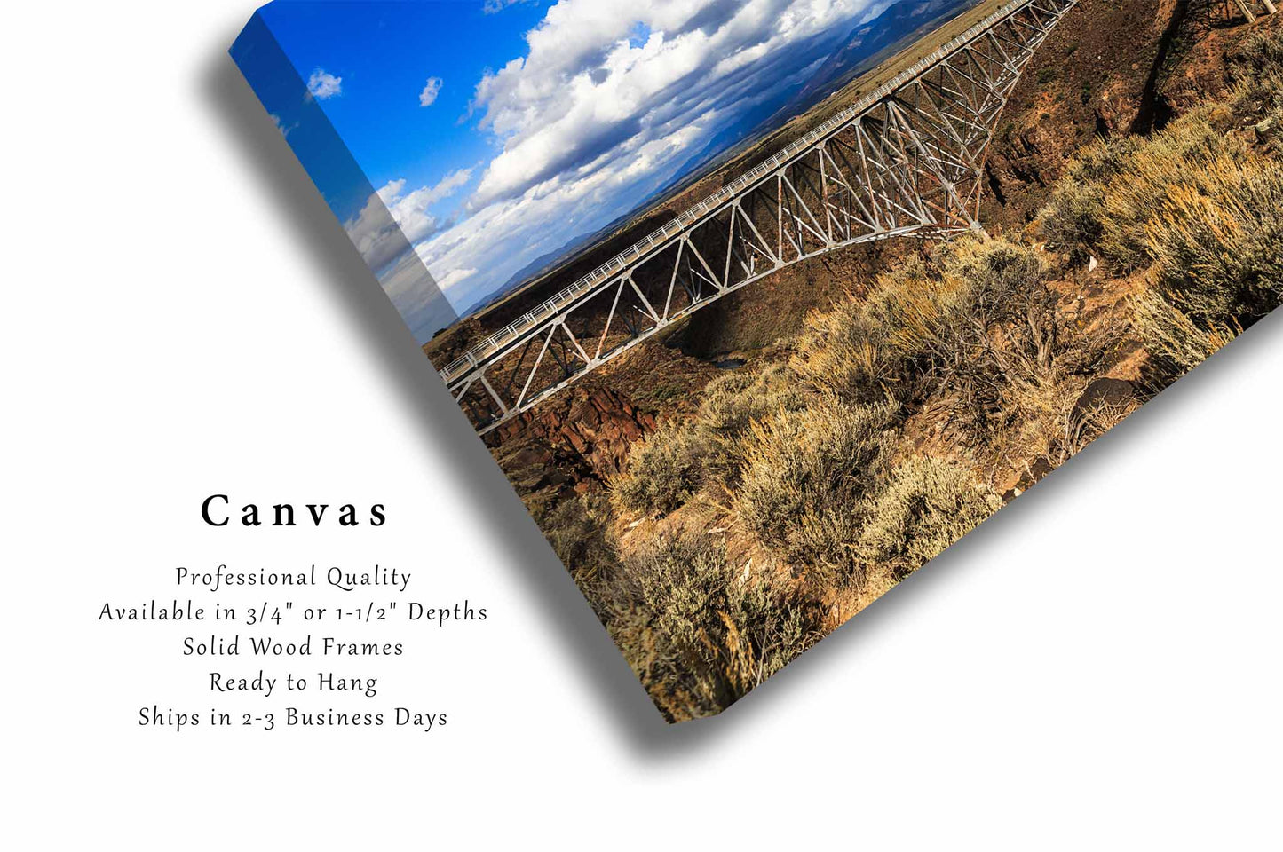 Rio Grande Gorge Bridge Canvas | Taos Gallery Wrap | High Desert Photography | New Mexico Wall Art | Southwest Decor | Ready to Hang