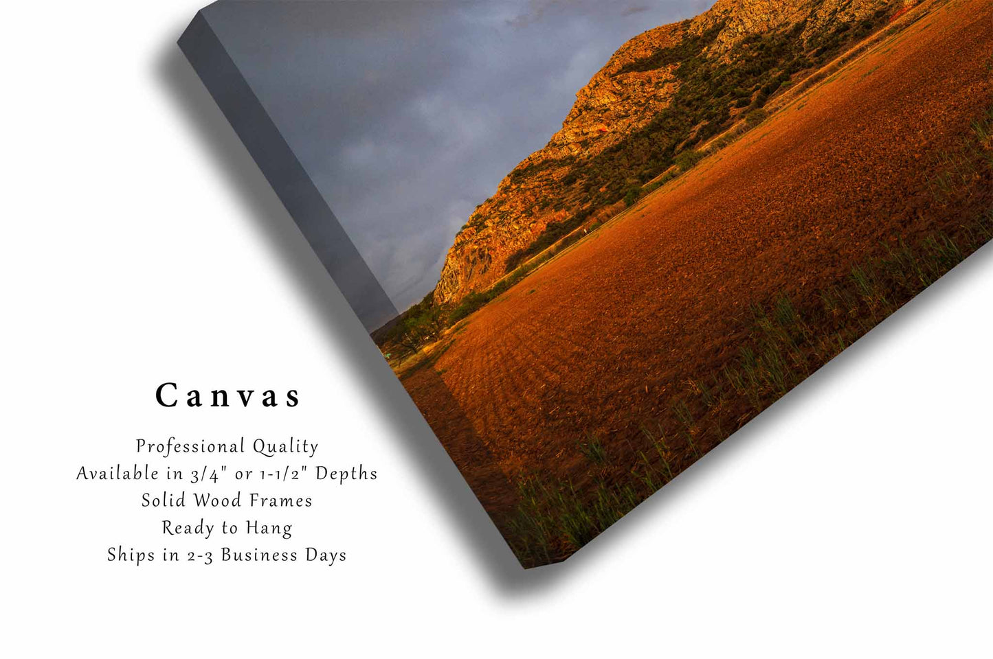 Quartz Mountains Under Stormy Sky in Oklahoma Canvas Wall Art | Landscape Photography Nature Decor