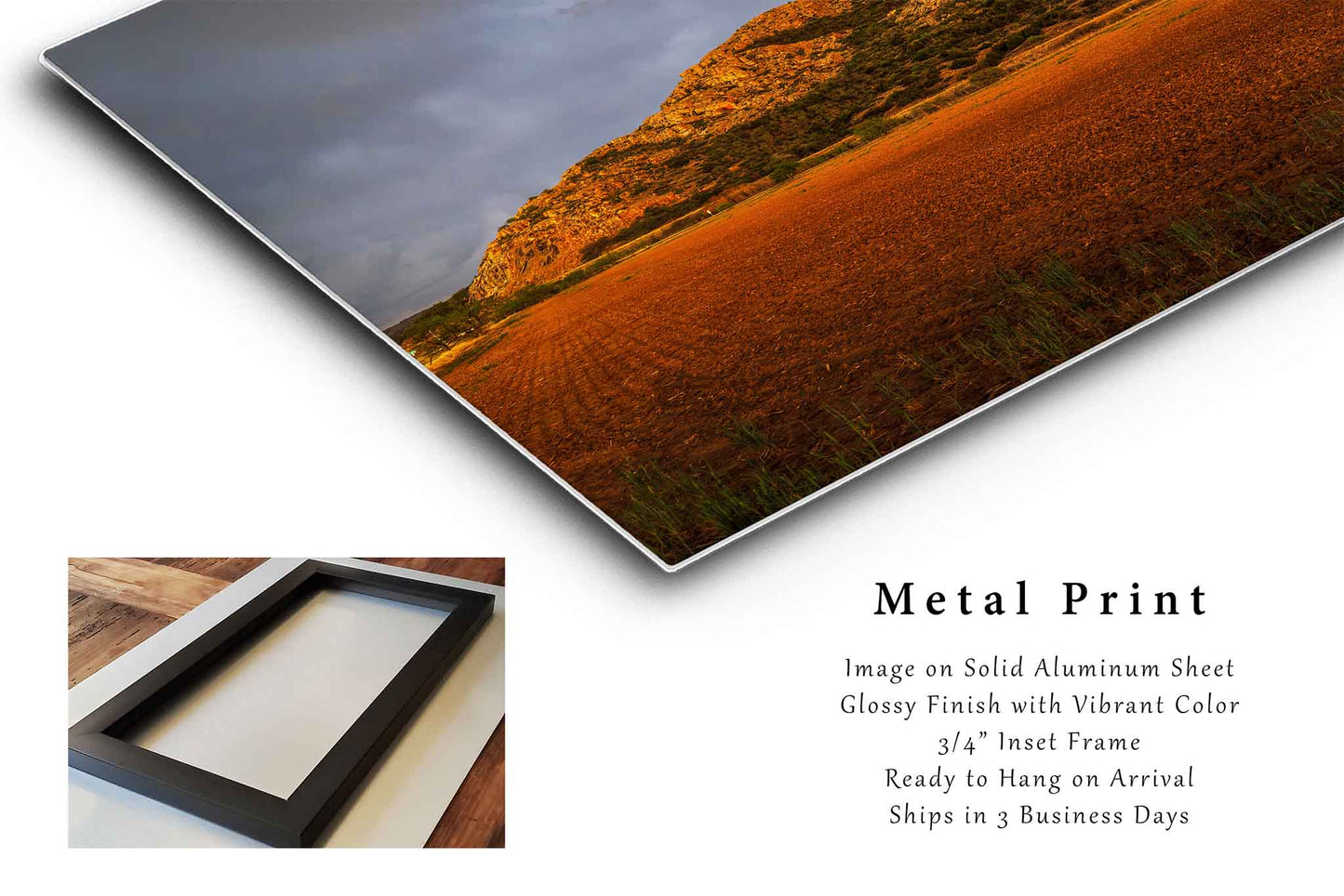 Quartz Mountains Under Stormy Sky in Oklahoma Metal Print Wall Art | Landscape Photography Nature Decor