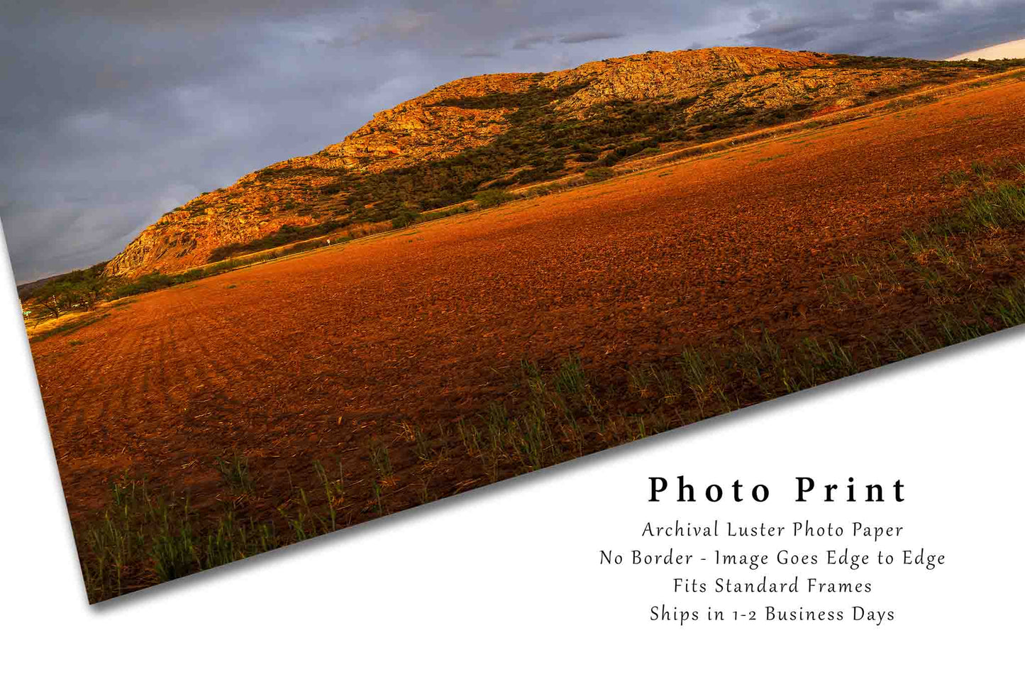 Quartz Mountains Under Stormy Sky in Oklahoma Photo Print (Unframed) | Landscape Wall Art Nature Decor