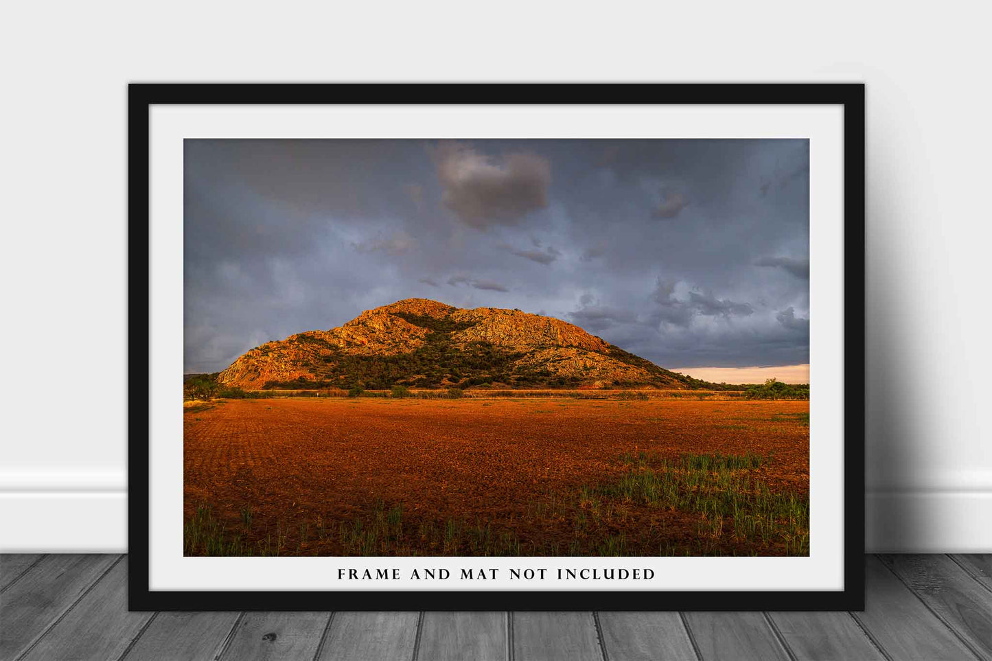 Quartz Mountains Under Stormy Sky in Oklahoma Photo Print (Unframed) | Landscape Wall Art Nature Decor