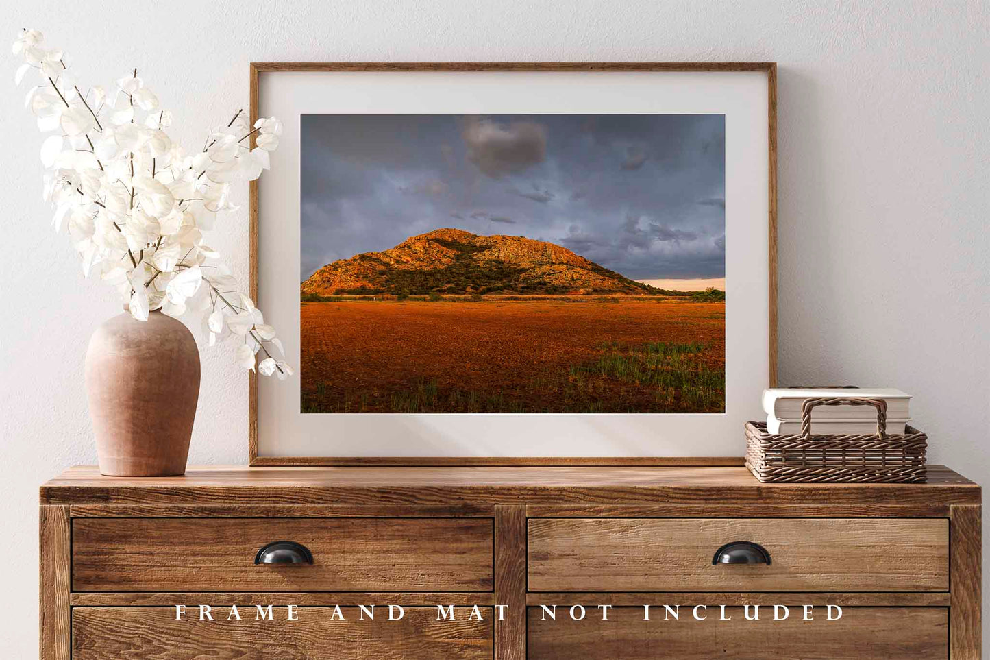 Quartz Mountains Under Stormy Sky in Oklahoma Photo Print (Unframed) | Landscape Wall Art Nature Decor