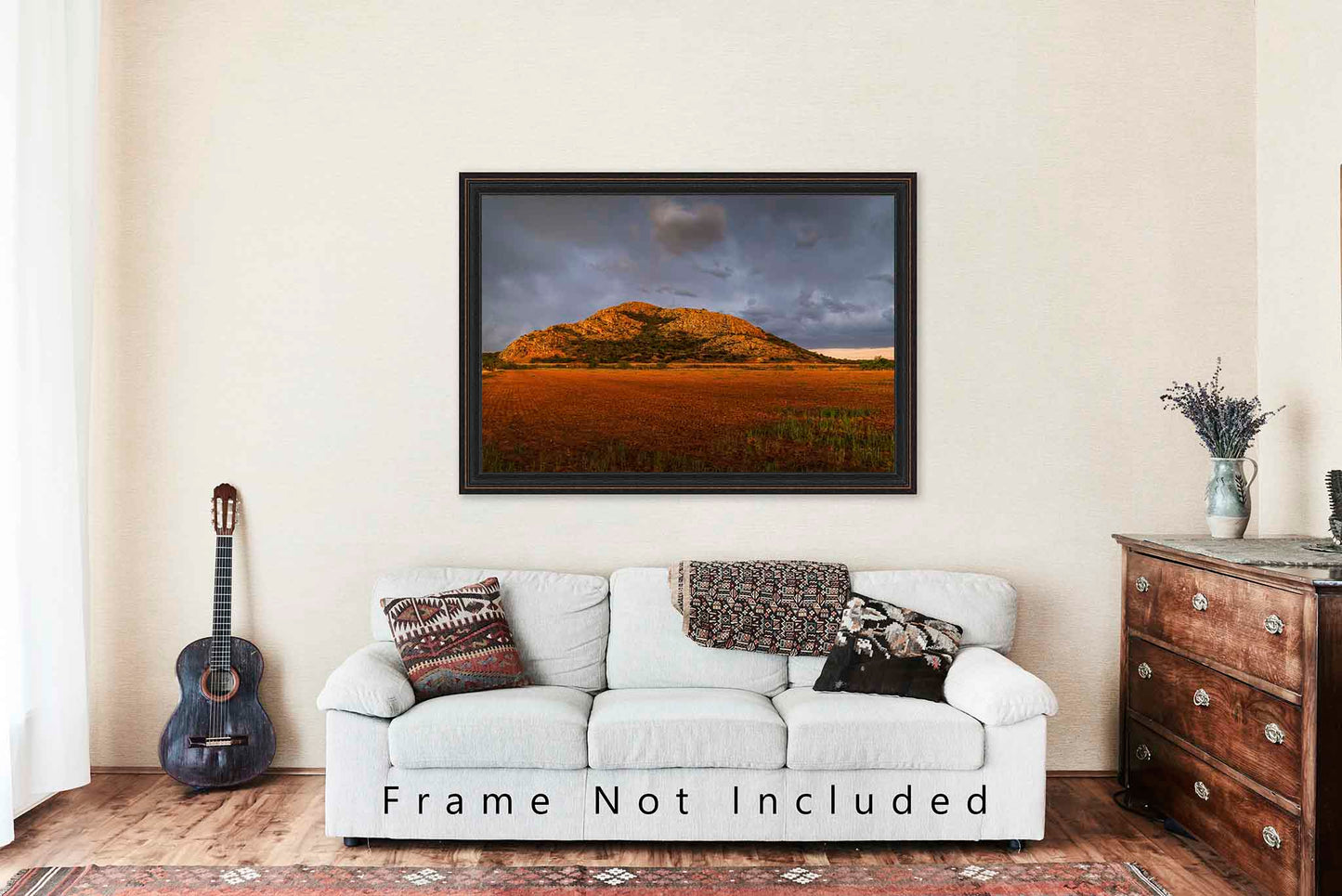 Quartz Mountains Under Stormy Sky in Oklahoma Photo Print (Unframed) | Landscape Wall Art Nature Decor
