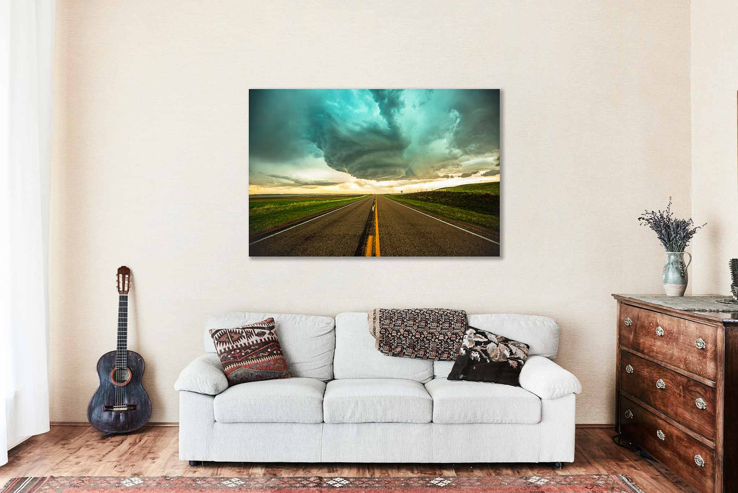 Storm Canvas | Supercell Thunderstorm over Highway Gallery Wrap | Stormy Sky Photography | Nebraska Landscape Wall Art | Weather Decor | Ready to Hang