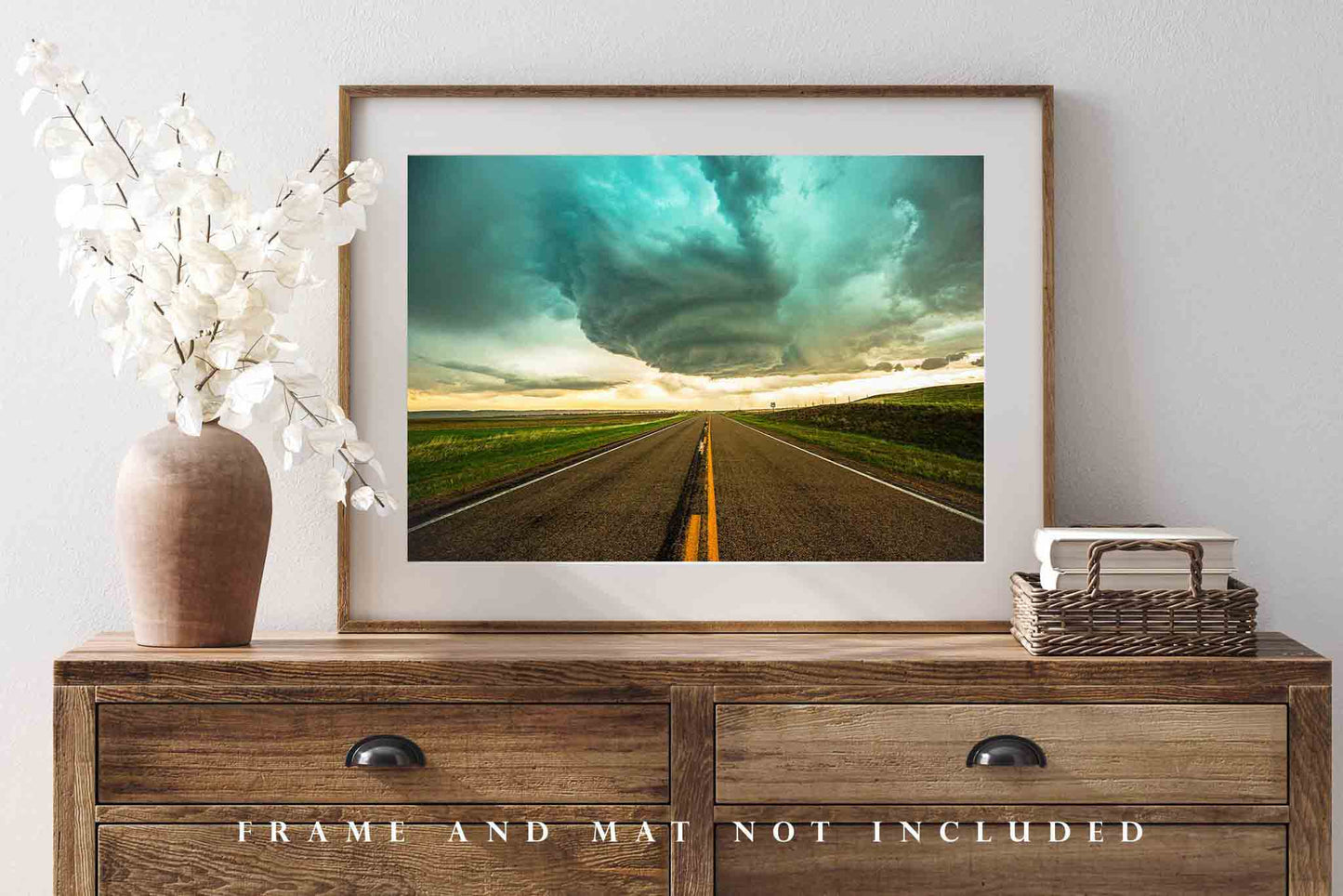 Storm Photography Print (Not Framed) Picture of Supercell Thunderstorm Over Highway in Nebraska Weather Wall Art Adventure Decor
