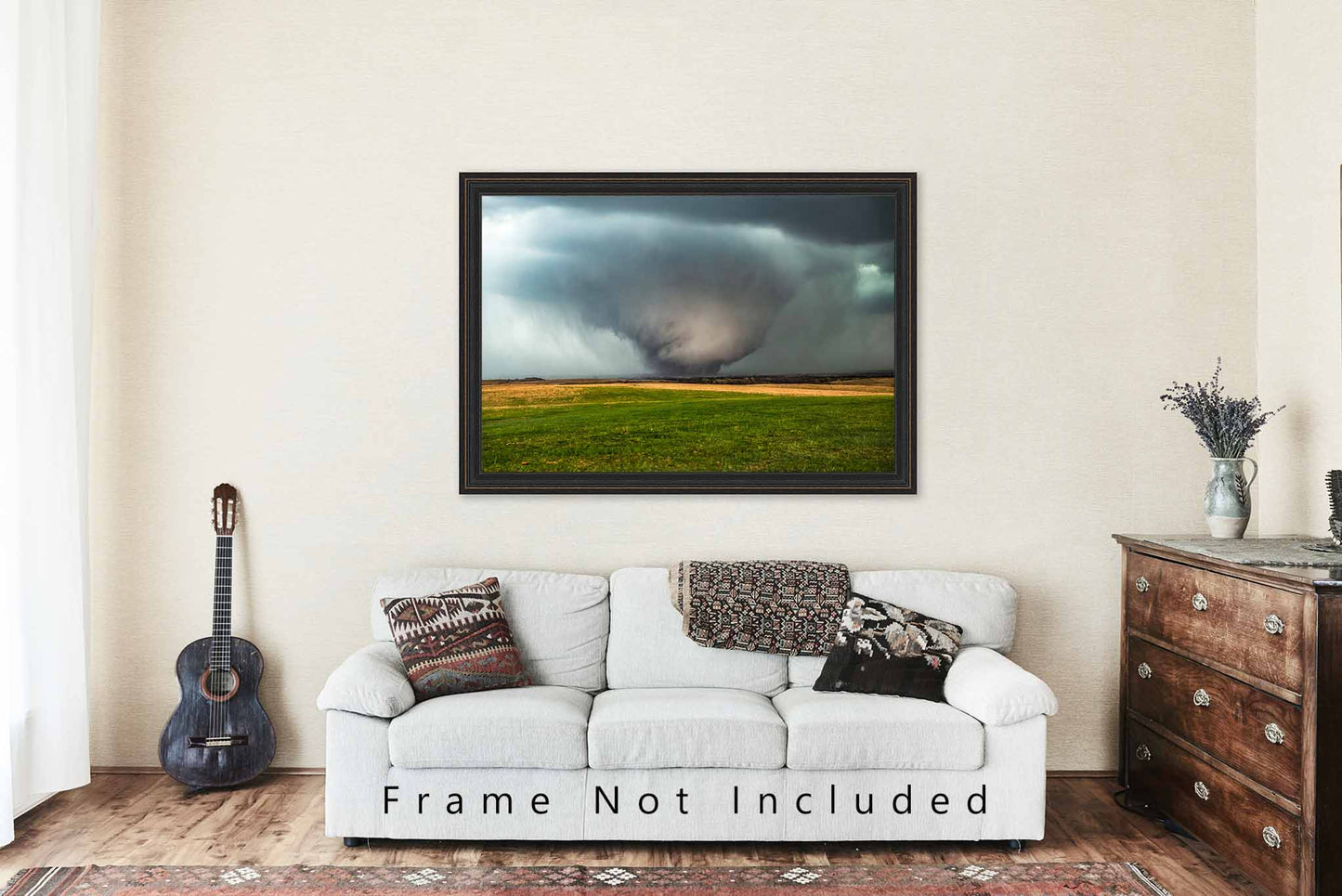 Weather Photography Print (Not Framed) Picture of Large Tornado Rumbling Over Field in Kansas Great Plains Wall Art Storm Decor