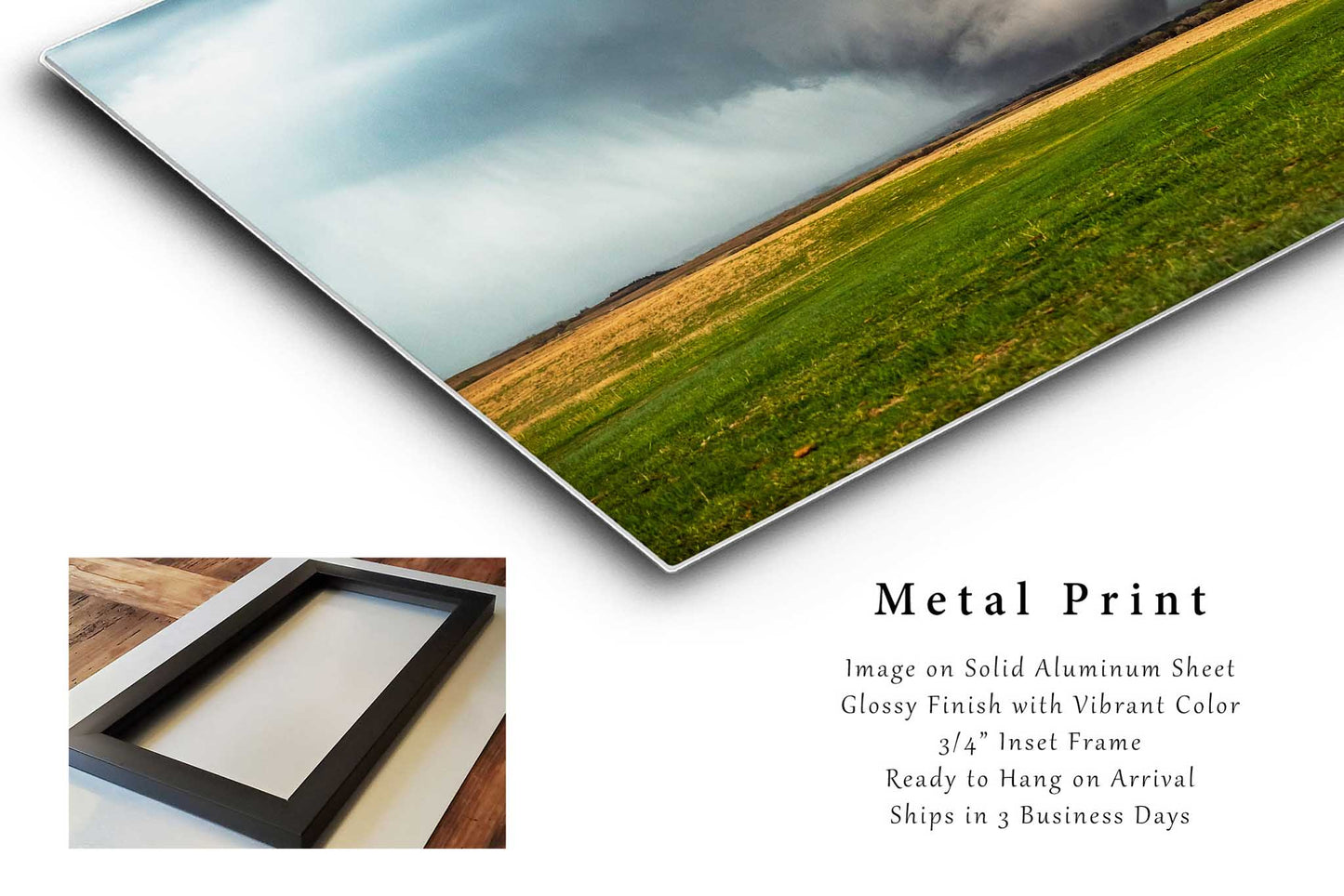 Weather Metal Print (Ready to Hang) Photo of Large Tornado Rumbling Over Field in Kansas Storm Wall Art Great Plains Decor